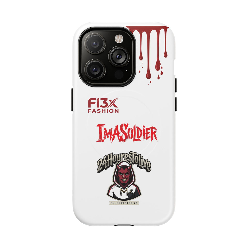 Tough Magnetic Phone Case — 'ImASoldier' Blood Drip Gaming Design