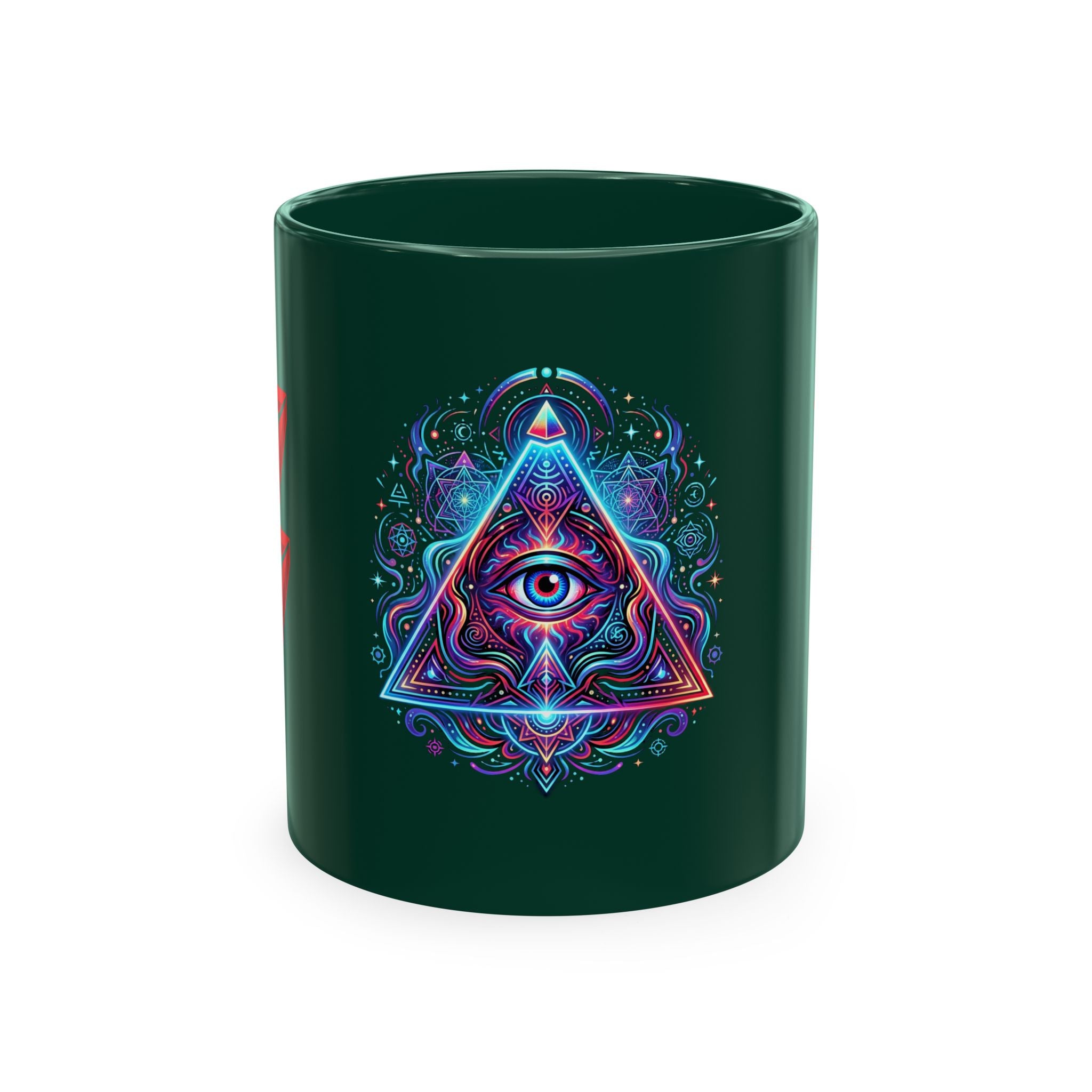 Ceramic Mug — Mystic Third Eye Pyramid Design with 7/17 Red Numerals