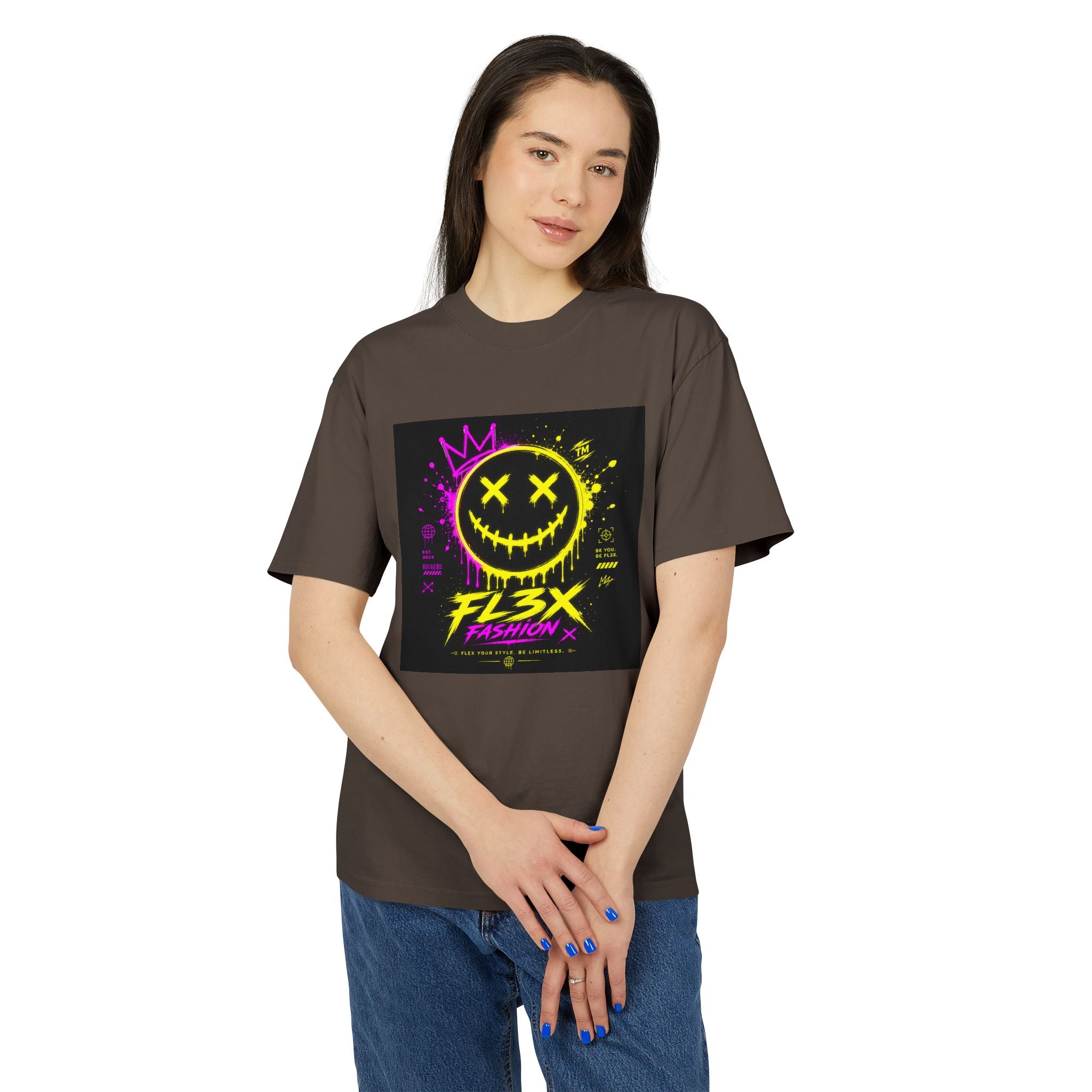 Smiley Streetwear Tee — Neon Crown F13x Fashion Graphic