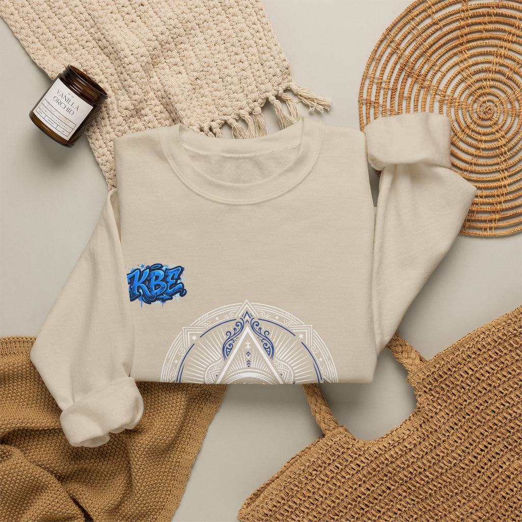 Crewneck Sweatshirt — Minimal Blue Mandala Graphic Crewneck