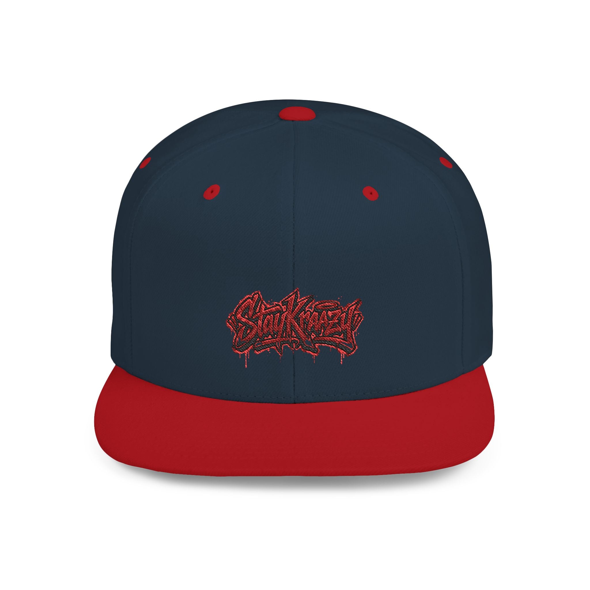 Snapback Hat — Red Graffiti Logo Flat Bill Cap