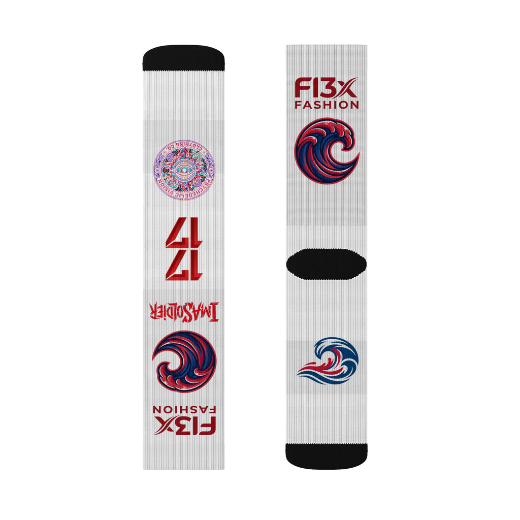 Custom Sublimation Logo Socks — F13X Fashion Branded Crew Socks