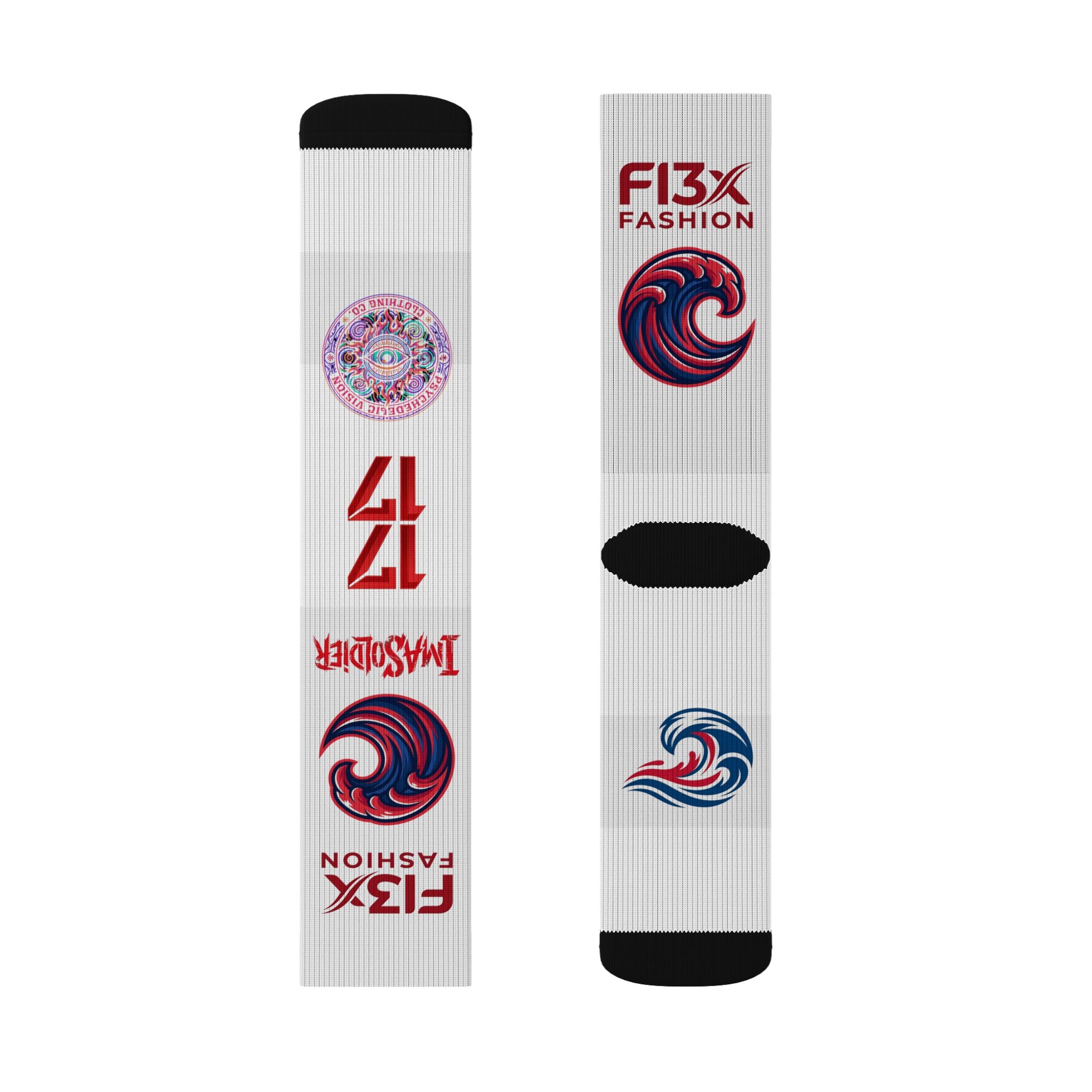 Custom Sublimation Logo Socks — F13X Fashion Branded Crew Socks