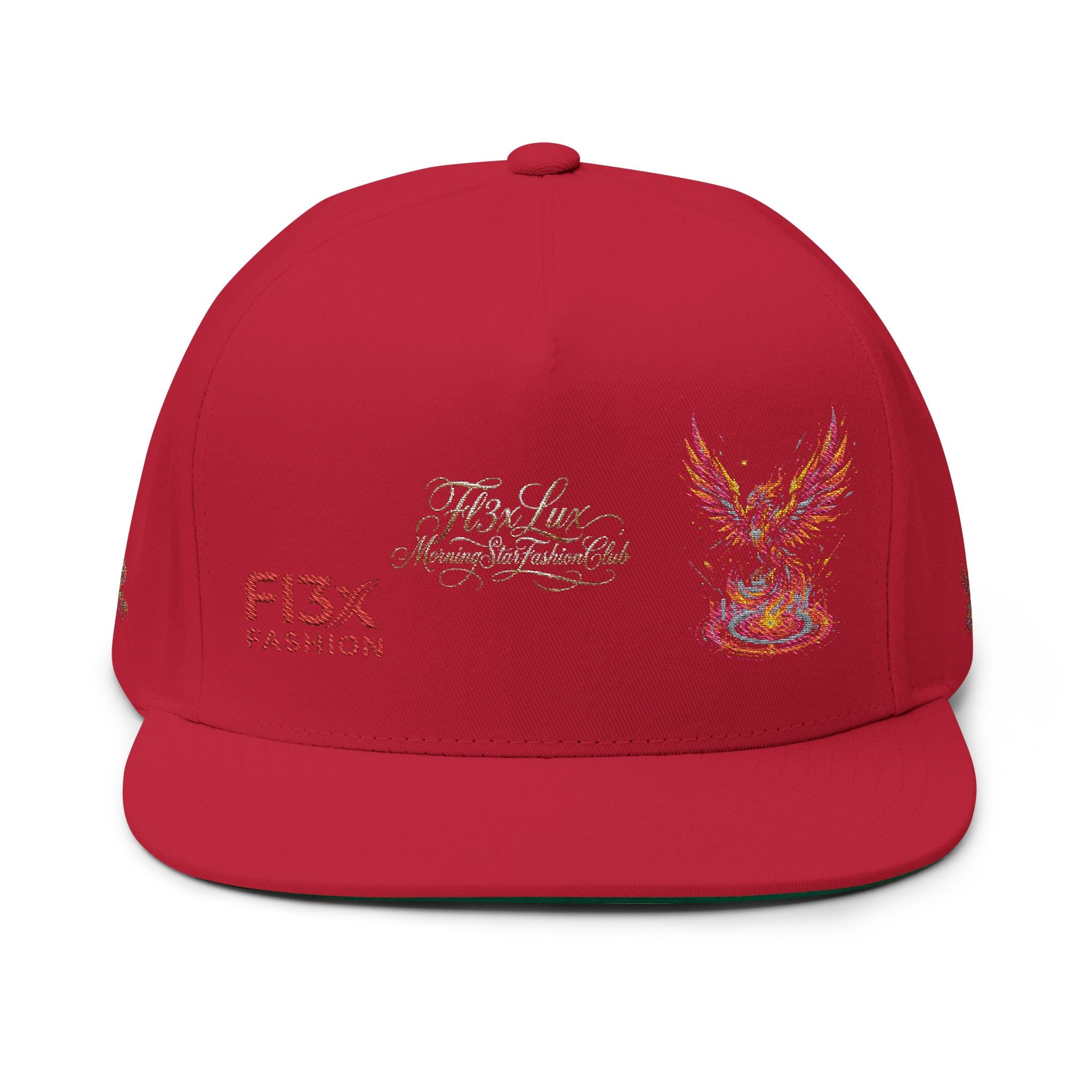 Embroidered Phoenix Flat Bill Cap — F13X Fashion Streetwear Snapback