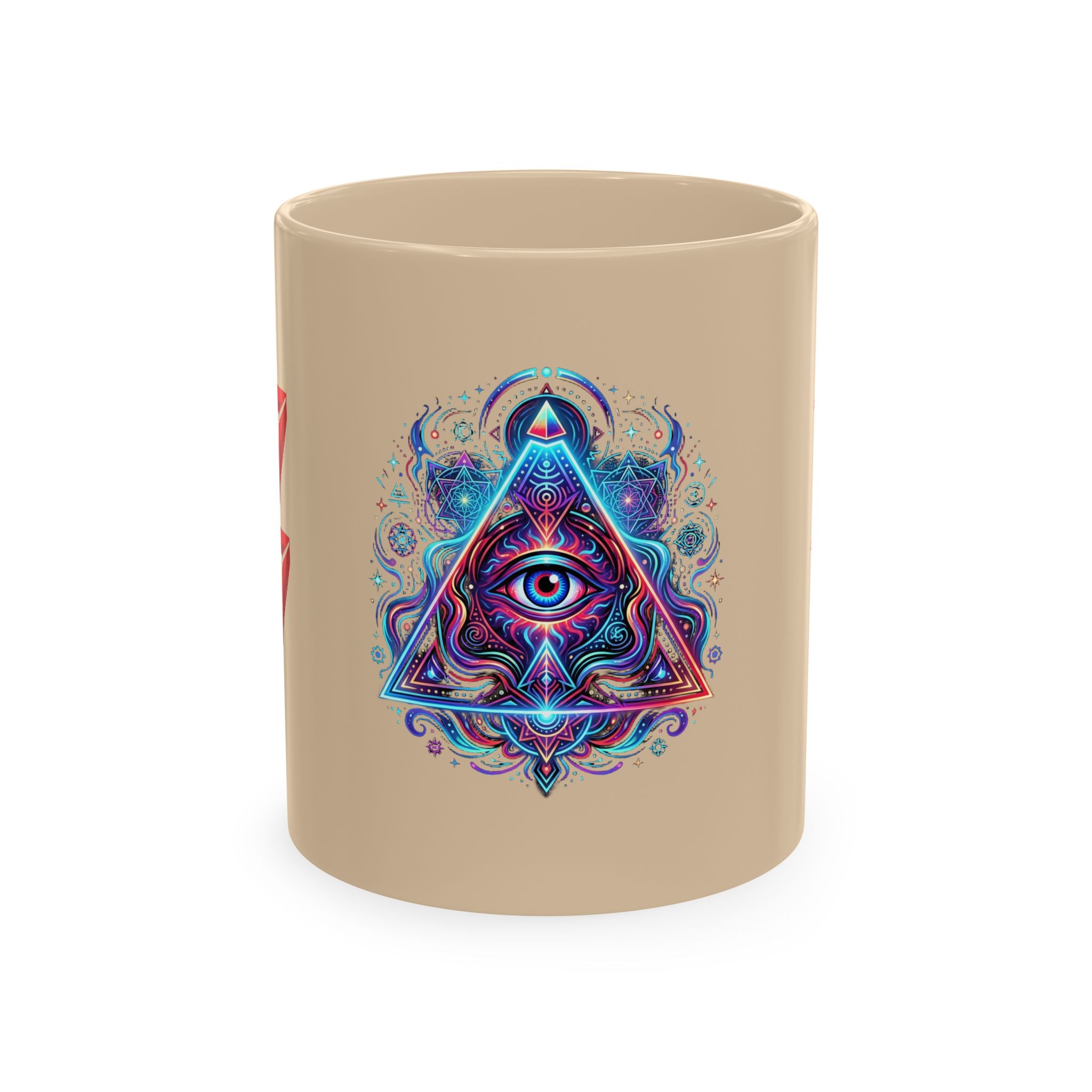 Ceramic Mug — Mystic Third Eye Pyramid Design with 7/17 Red Numerals
