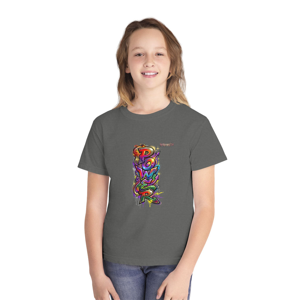 Youth Tee - Colorful 'Power' Graffiti Vertical Graphic
