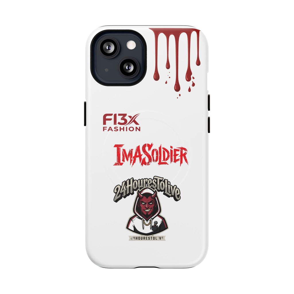 Tough Magnetic Phone Case — 'ImASoldier' Blood Drip Gaming Design