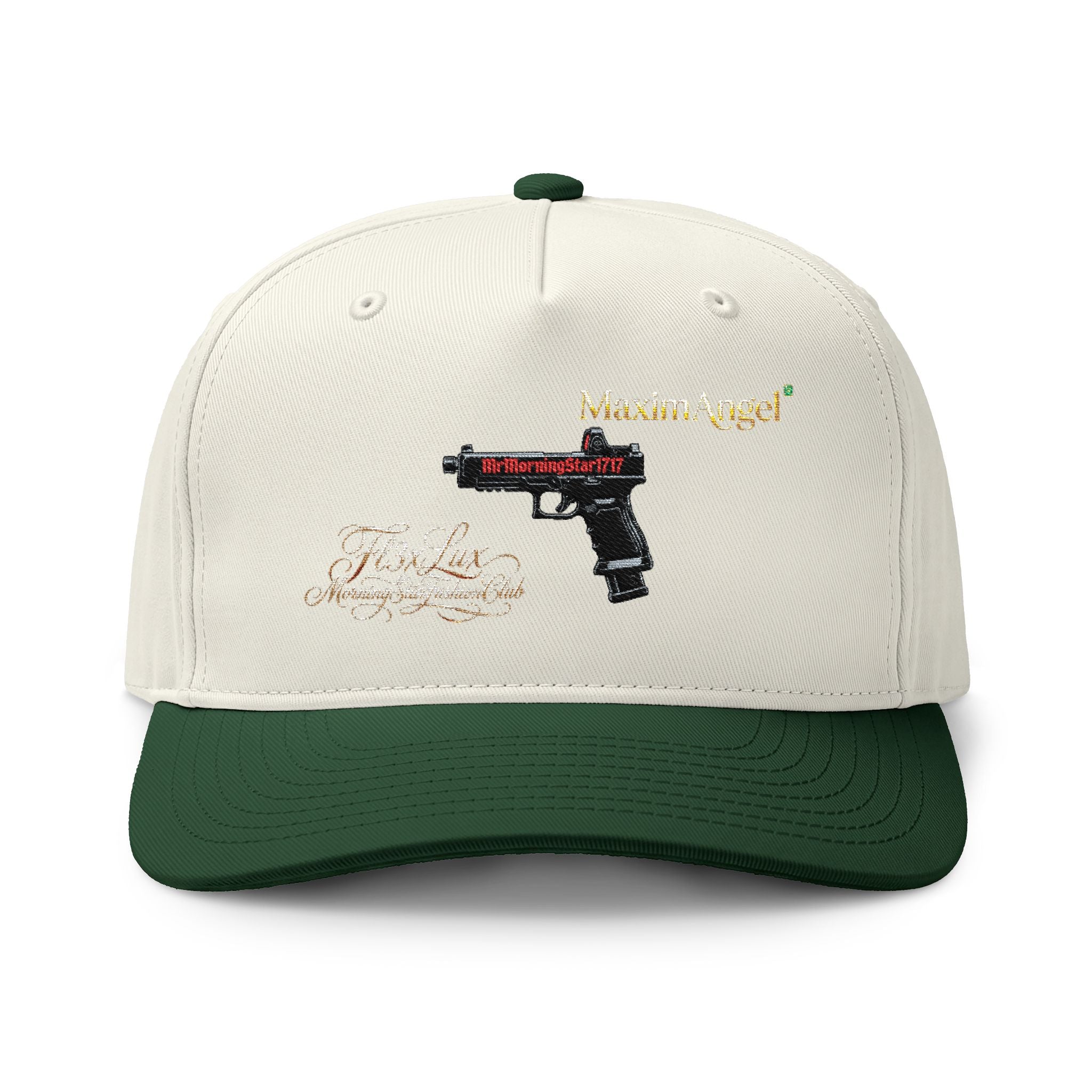 Two-Tone Cap — Embroidered Handgun Graphic "Marine Angel" Trucker Hat