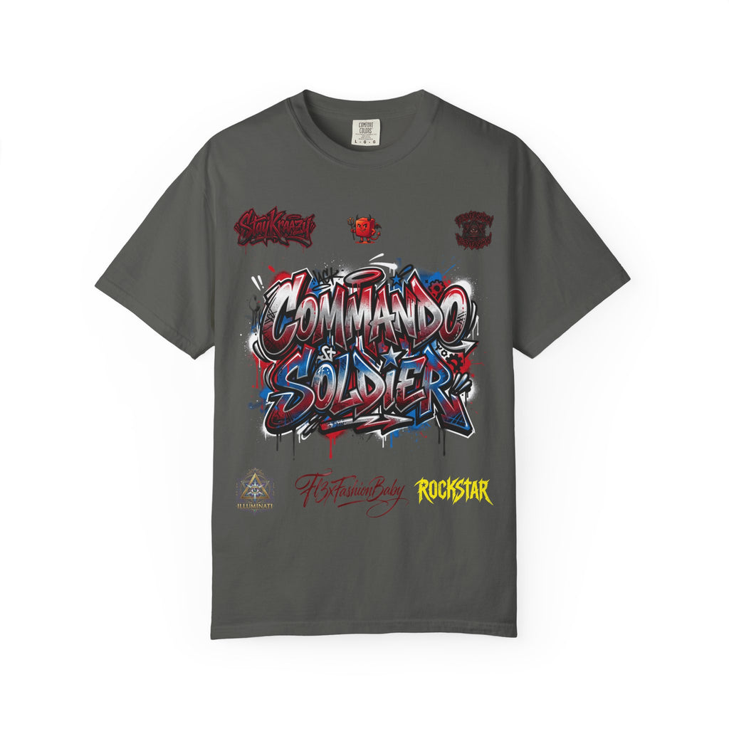 Commando Soldier Graphic T-Shirt — Streetwear Graffiti Design