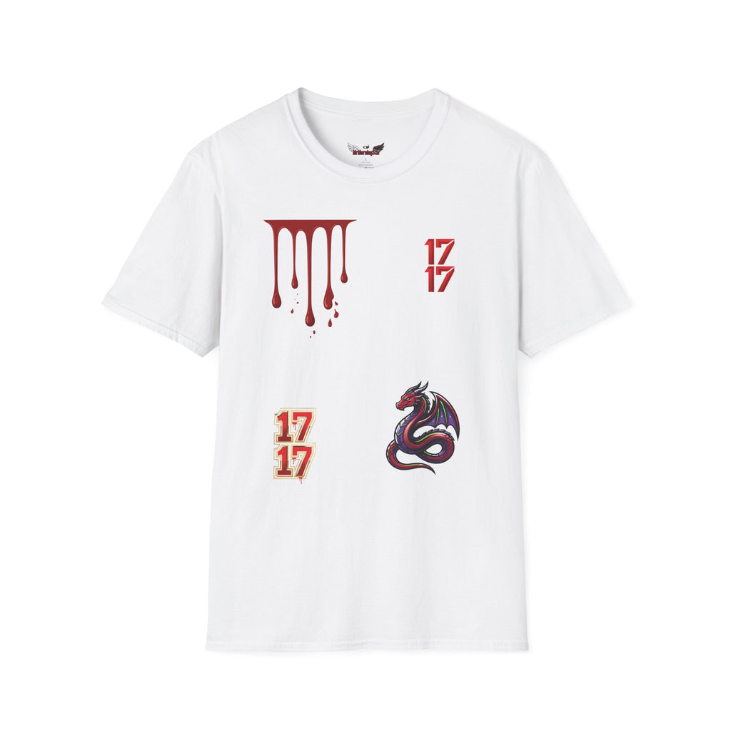 Graphic T-Shirt — Dripping Blood & 17/17 Snake Design