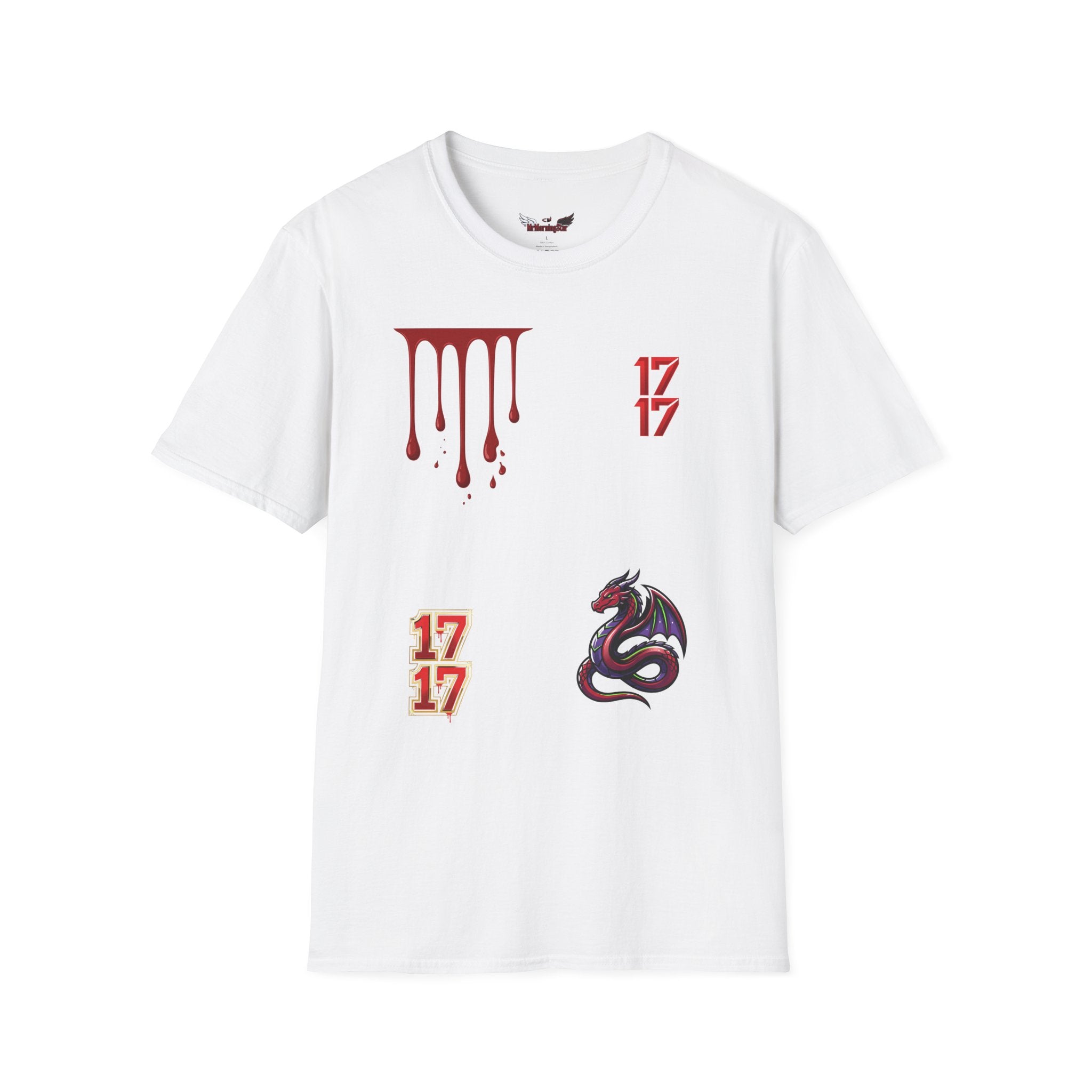 Graphic T-Shirt — Dripping Blood & 17/17 Snake Design