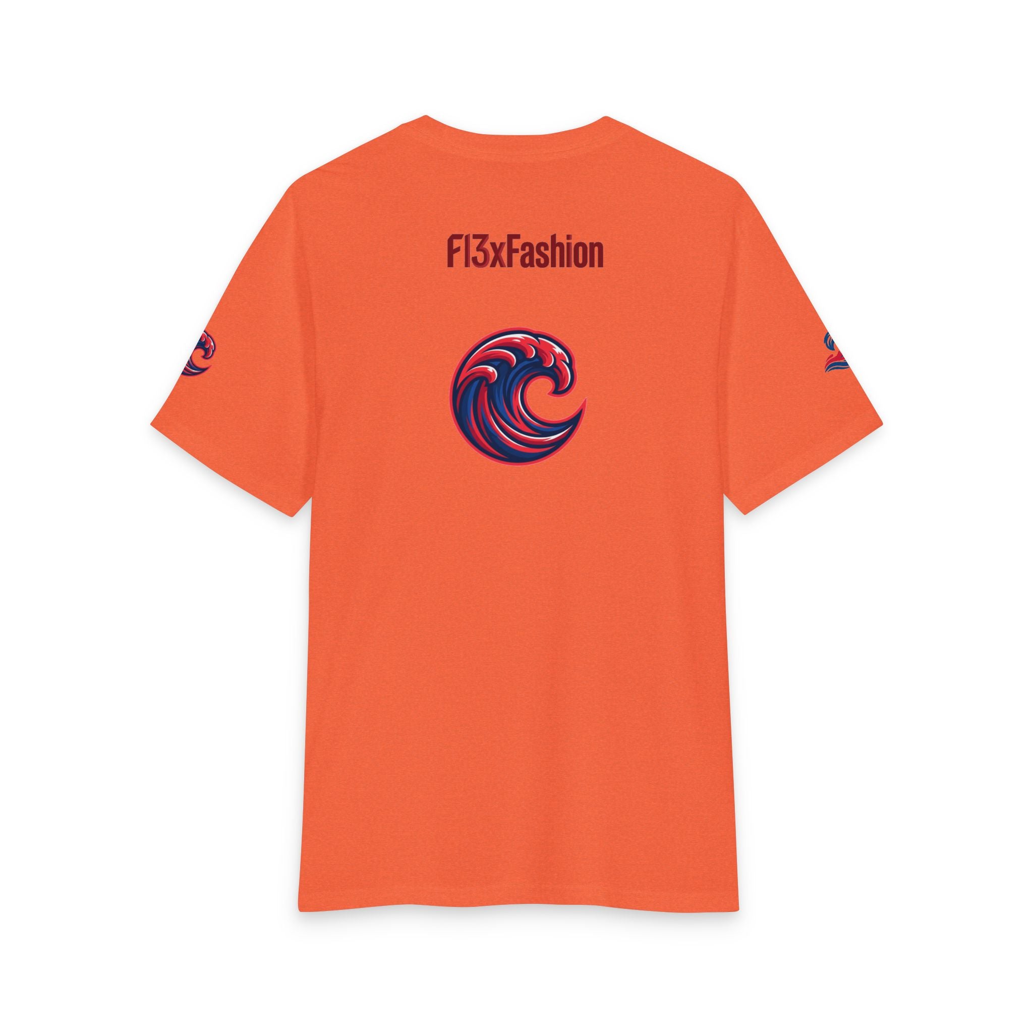 Graphic Tee — 'F13x Fashion' Red & Blue Wave Art T-Shirt