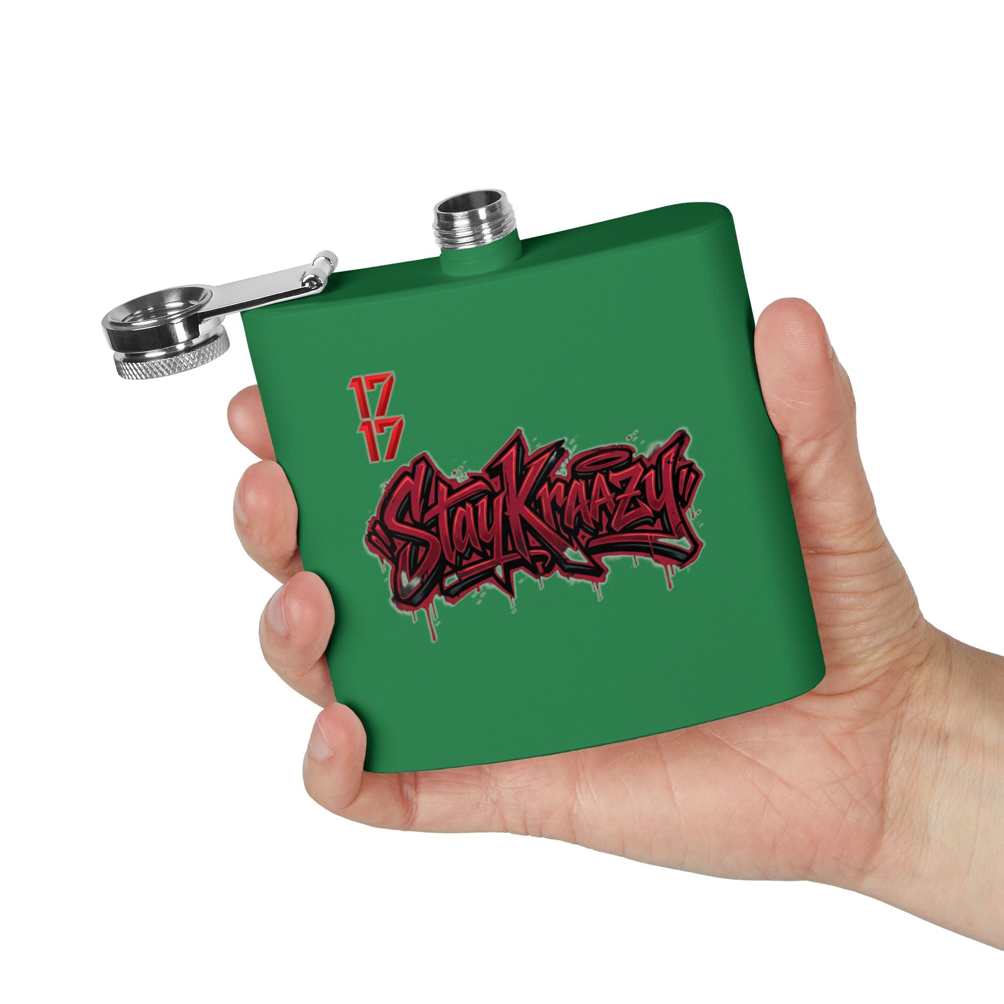 Flask — 'Stay Krazy' Graffiti Stainless Steel 6oz Hip-Hop Flask