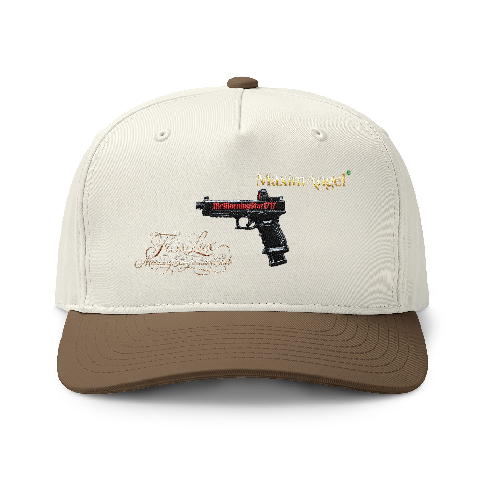 Two-Tone Cap — Embroidered Handgun Graphic "Marine Angel" Trucker Hat