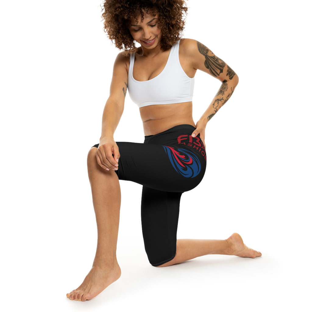Wave Logo Capri Leggings — Women’s Athletic AOP Crop Pants