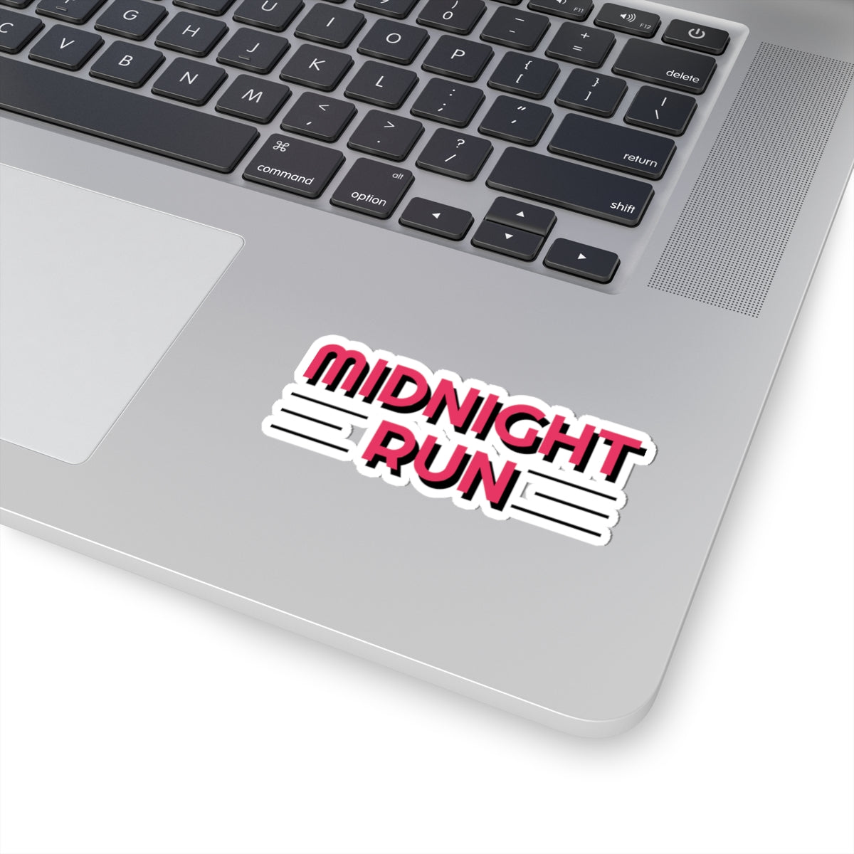 Midnight Run Kiss-Cut Sticker — Retro Neon Typography Decal for Laptops & Water Bottles