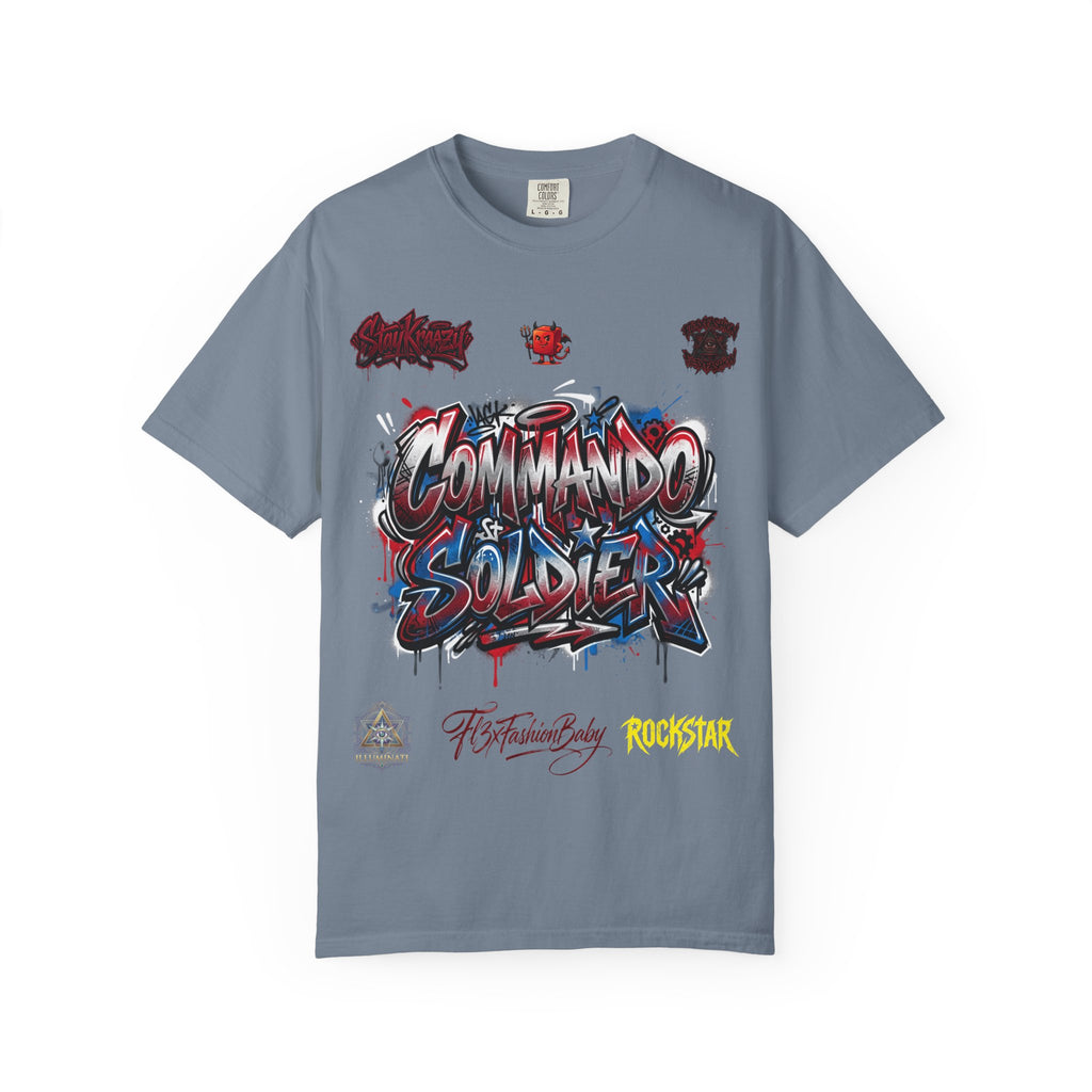 Commando Soldier Graphic T-Shirt — Streetwear Graffiti Design