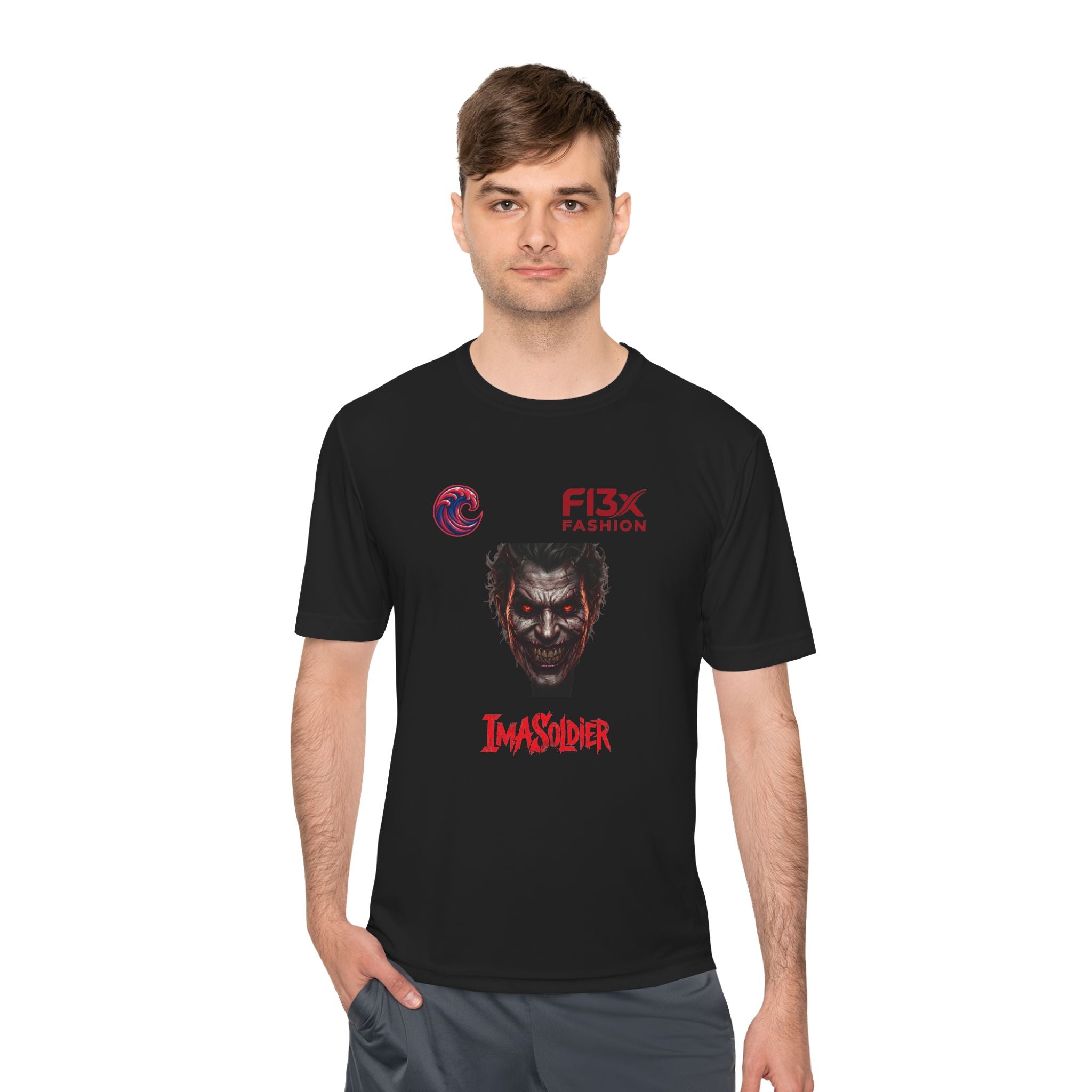 ImaSoldier Graphic Tee — Dark Joker Face Logo Moisture‑Wicking Shirt