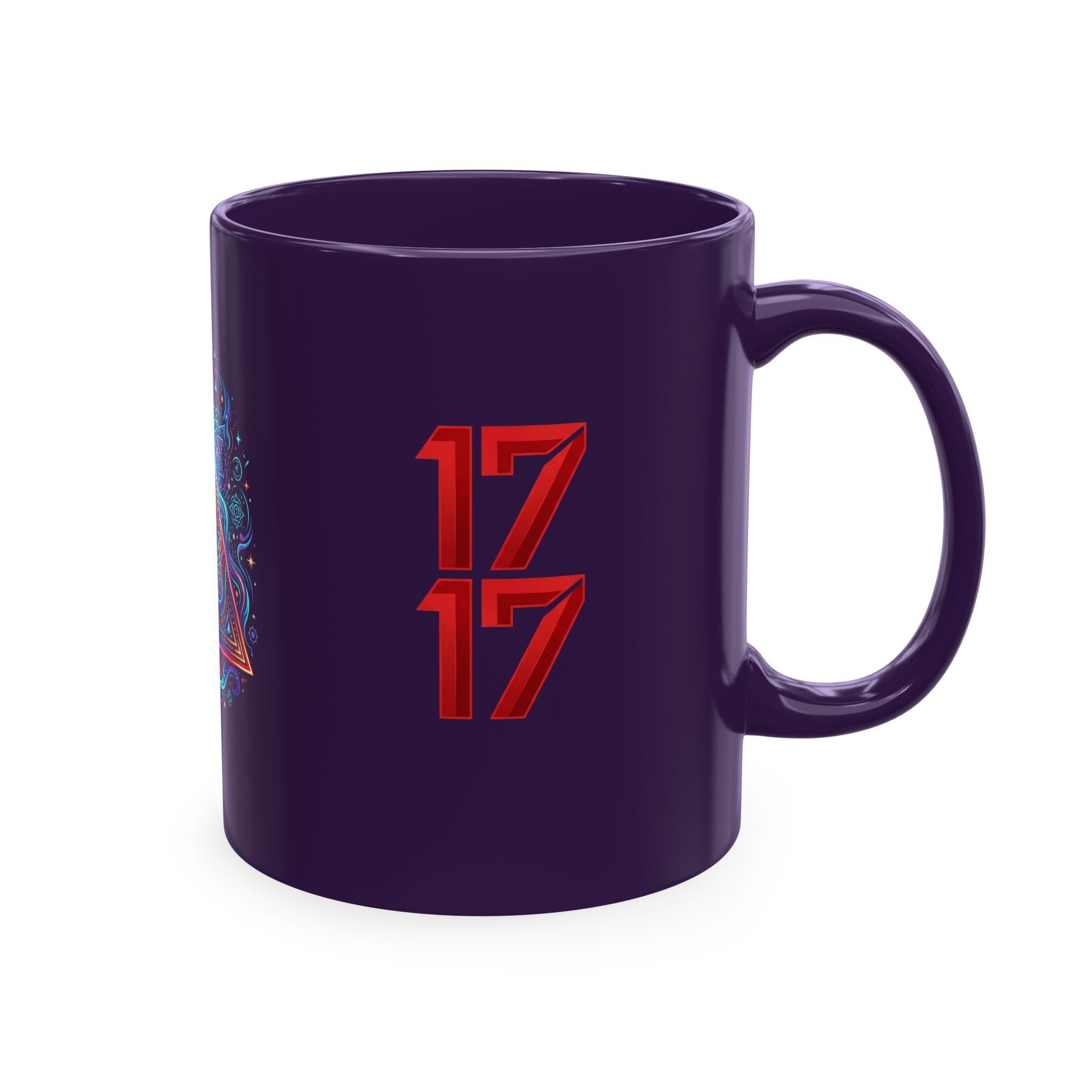 Ceramic Mug — Mystic Third Eye Pyramid Design with 7/17 Red Numerals