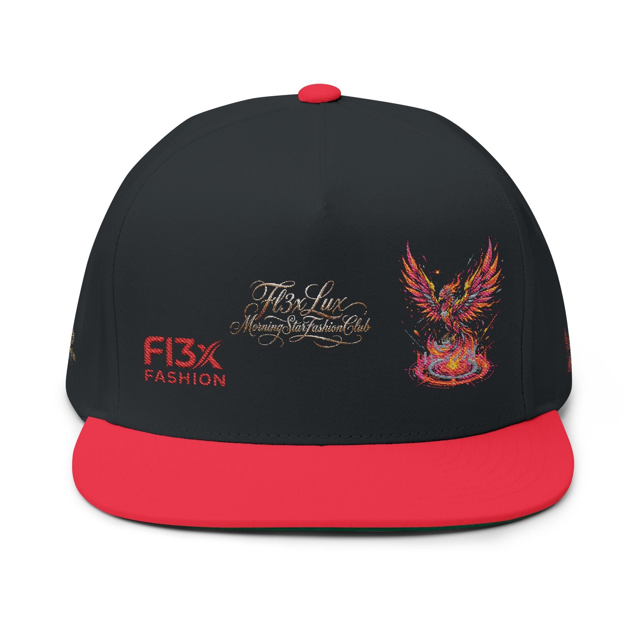 Embroidered Phoenix Flat Bill Cap — F13X Fashion Streetwear Snapback