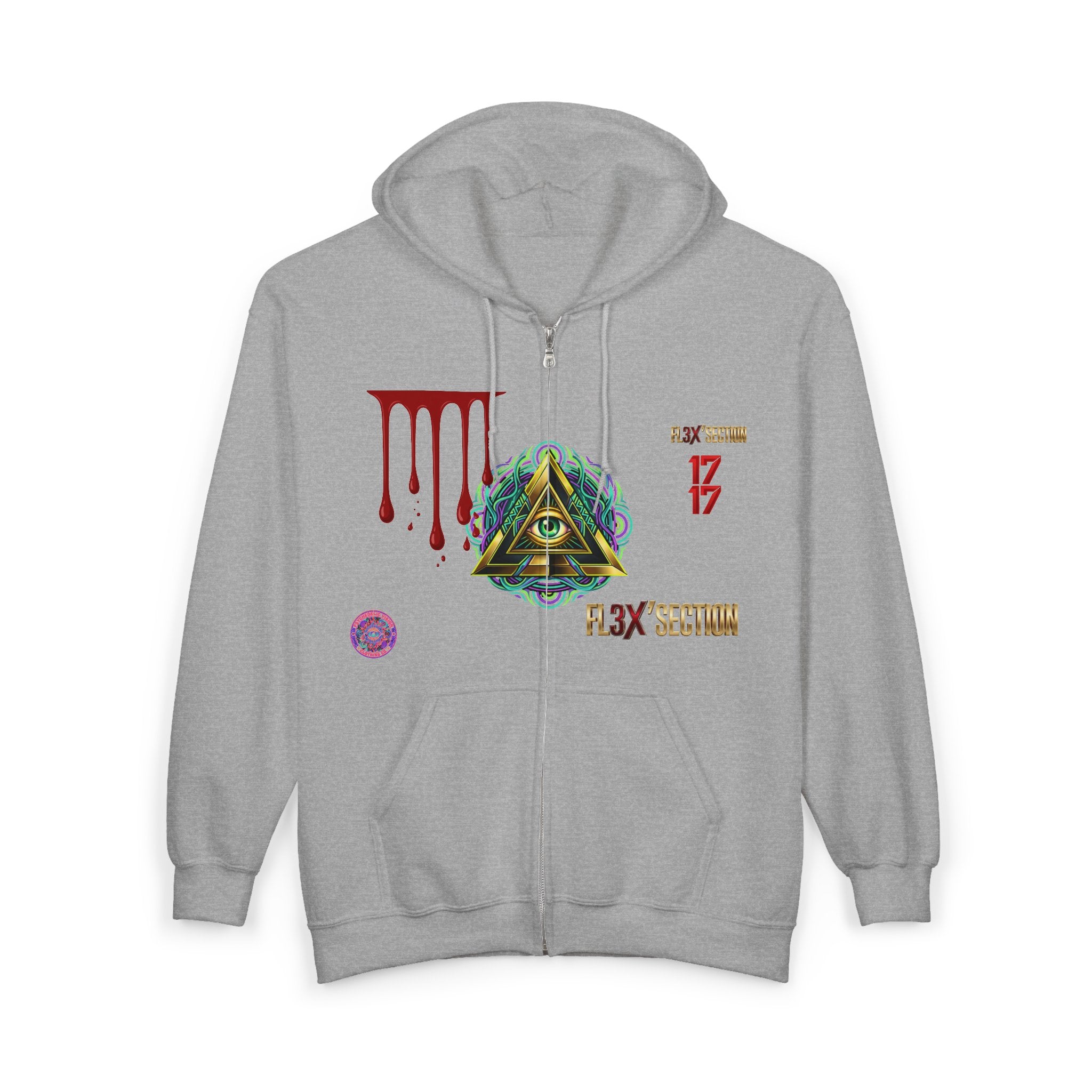 All-Seeing Eye Zip Hoodie — Psychedelic Geometric Graphic Sweatshirt