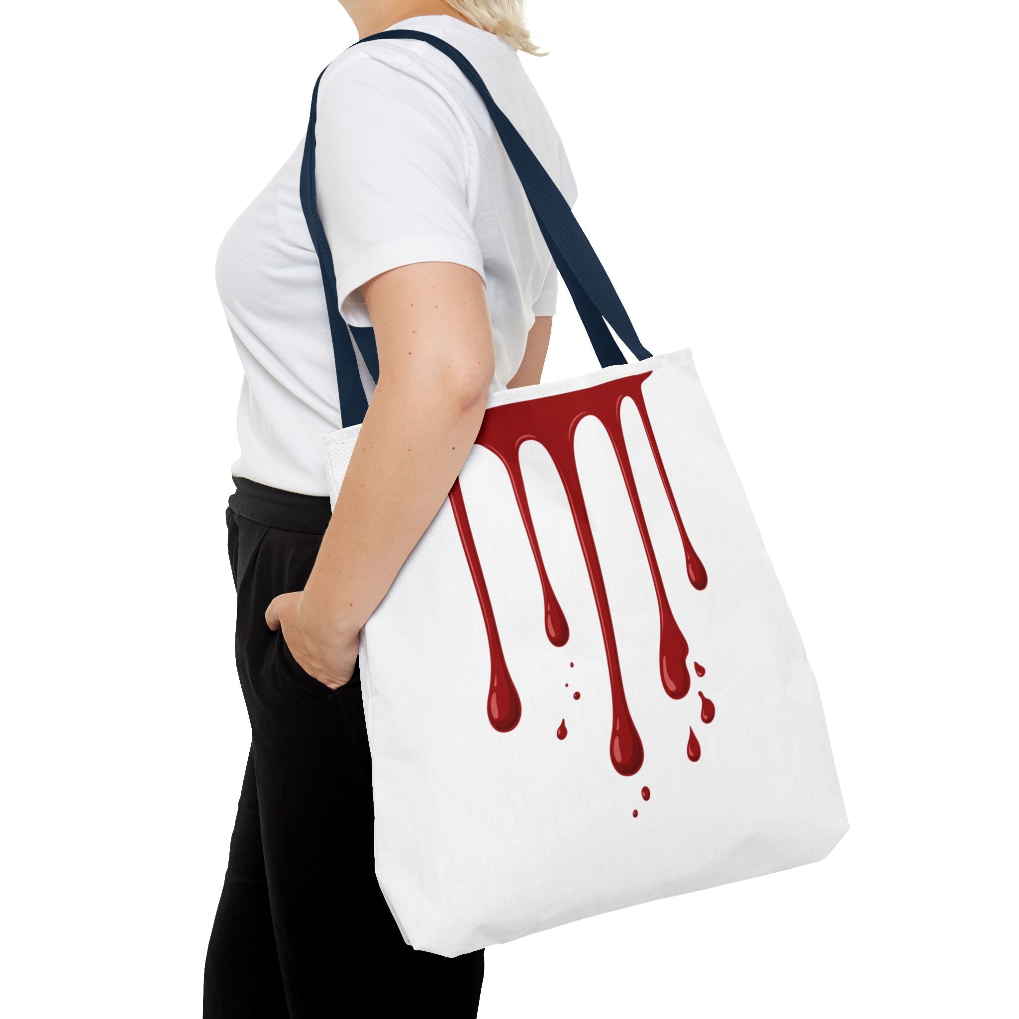 Dripping Blood Graphic Tote Bag — Red Horror Aesthetic Tote