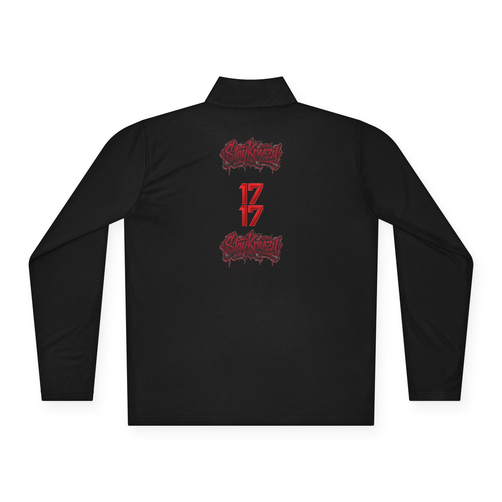 Quarter-Zip Pullover — Minimal Red '17' Logo Athletic Pullover
