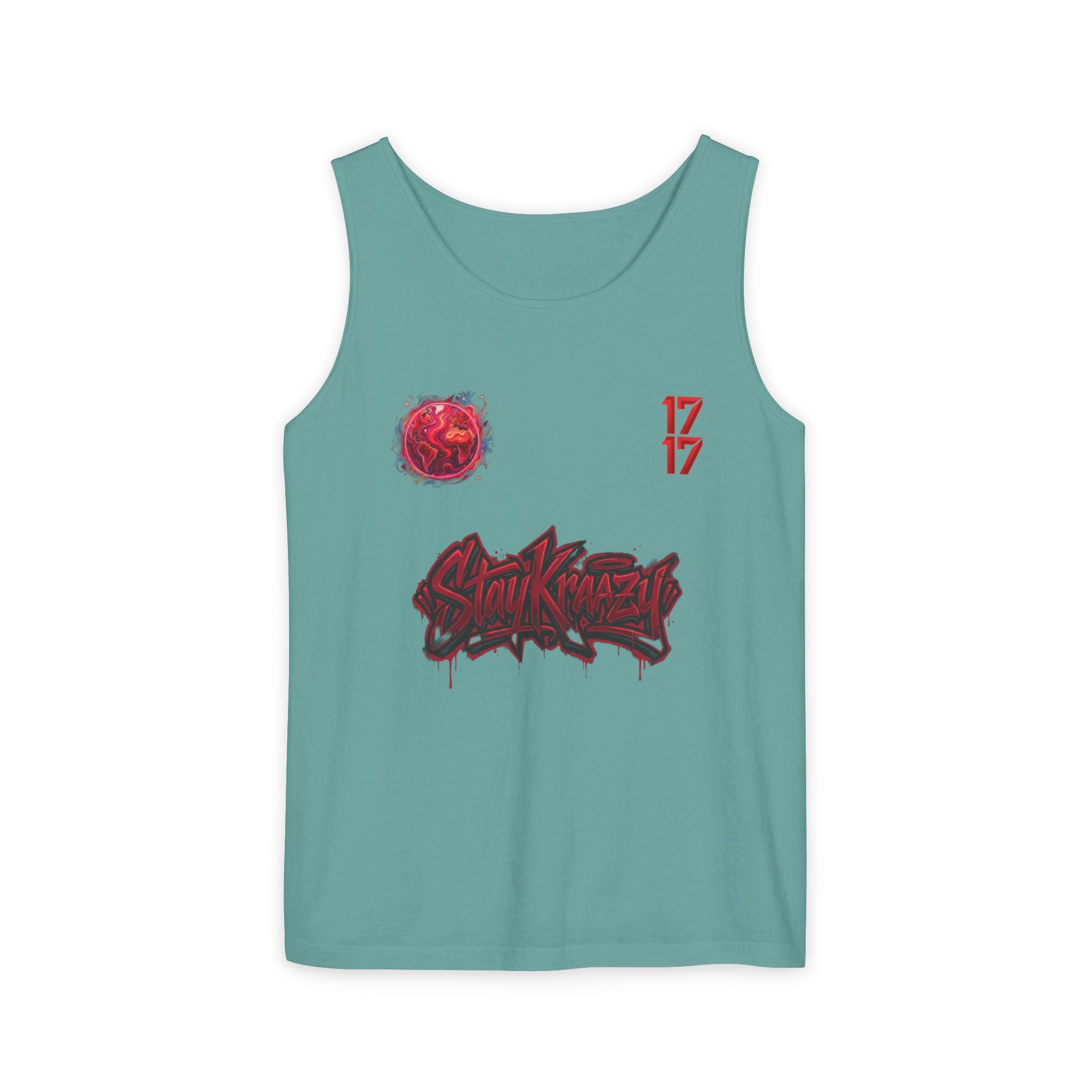 Red Planet Graphic Tank Top — '17/17' Streetwear Planet Design