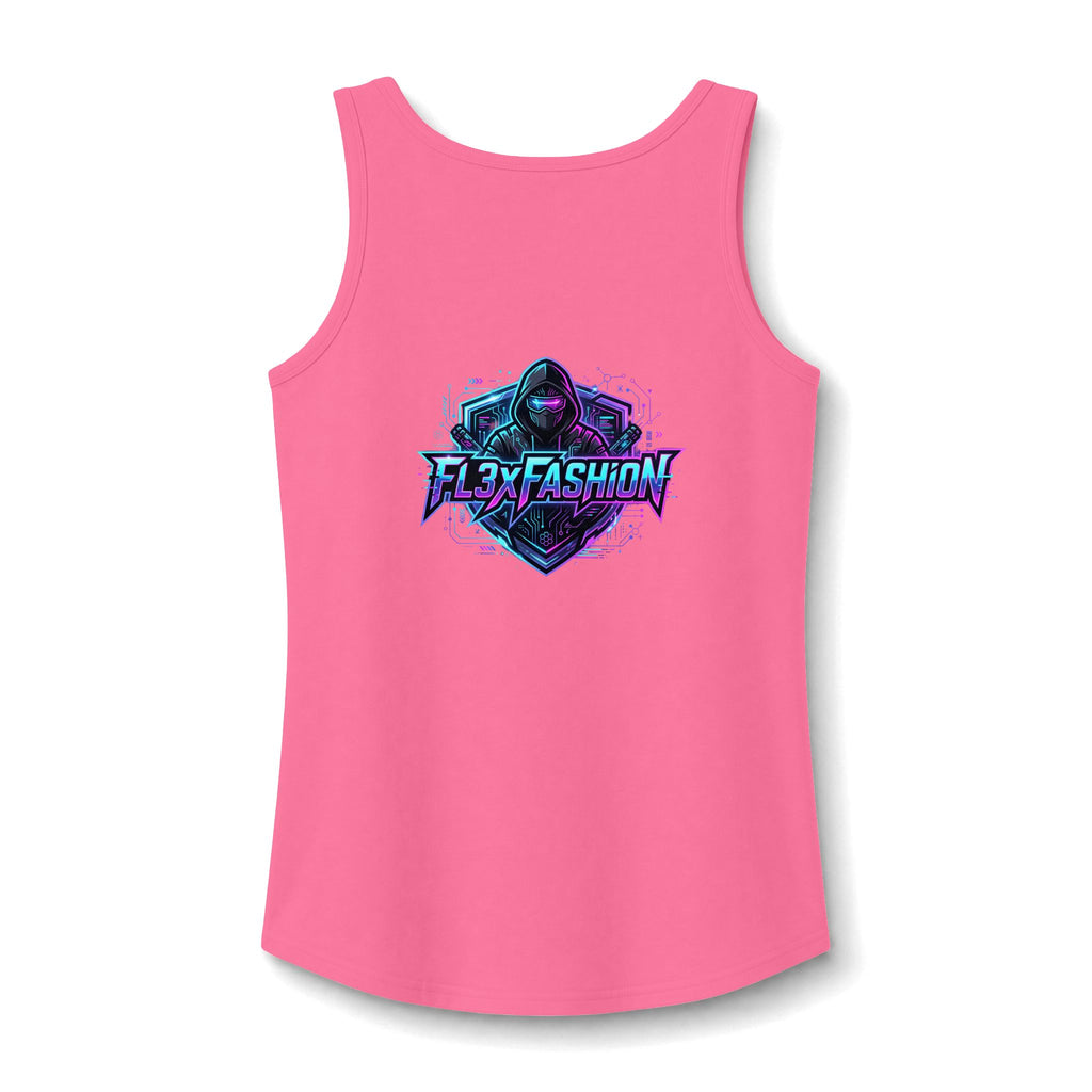 Graphic Gamer Hoodie Tank — 'Flex Fashion' Neon Gamer Logo Women's Tank