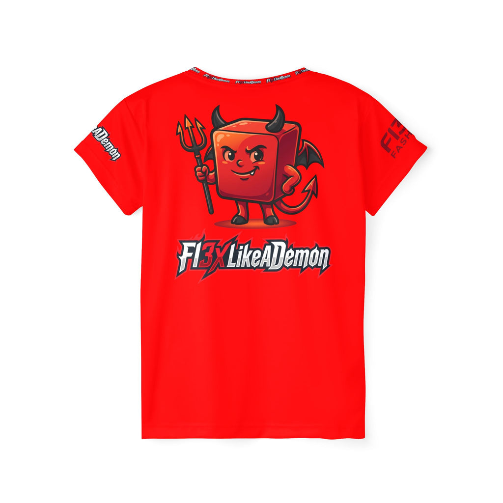 Demon Mascot Sports Jersey — "Fly Like A Demon" Women’s Athletic Tee