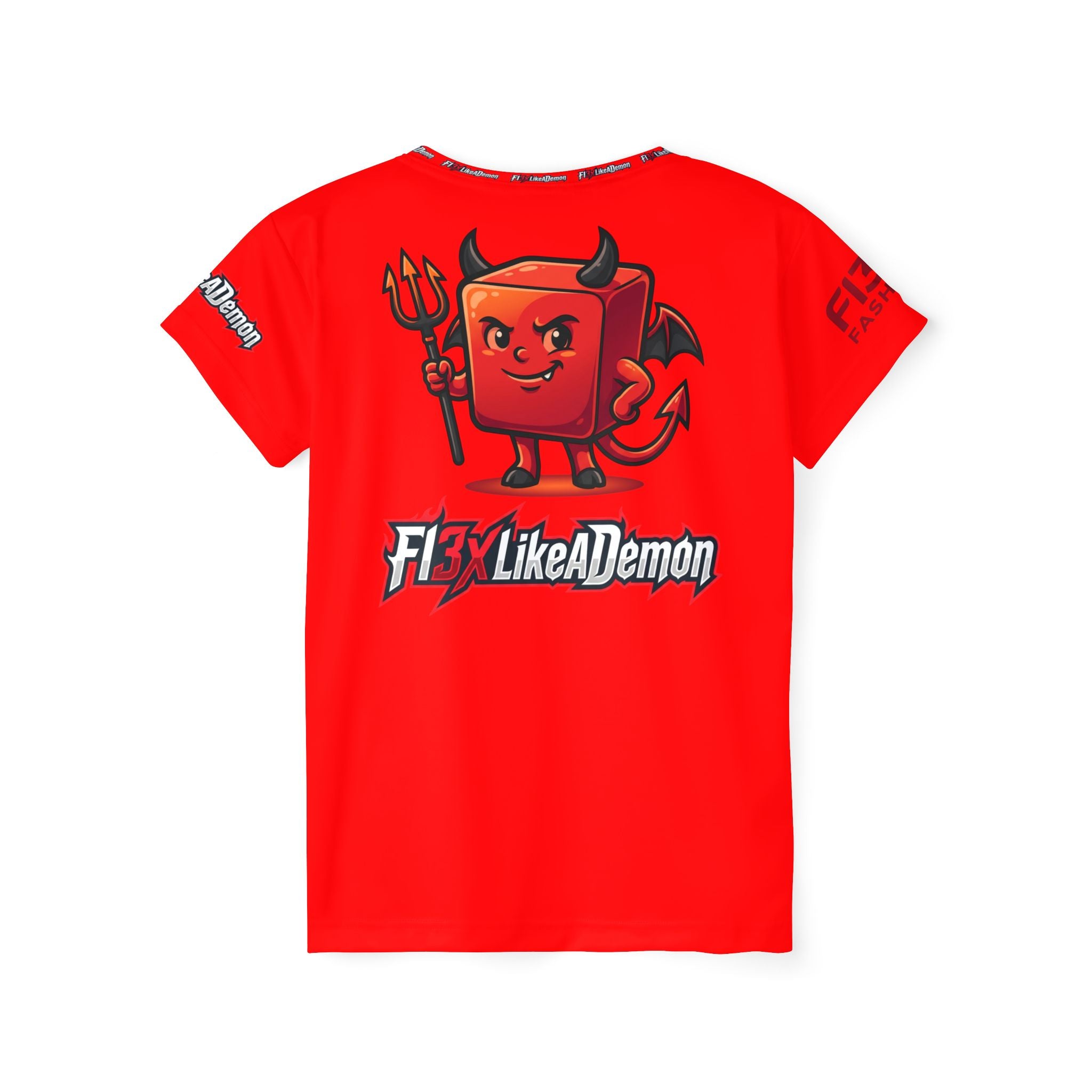 Demon Mascot Sports Jersey — "Fly Like A Demon" Women’s Athletic Tee
