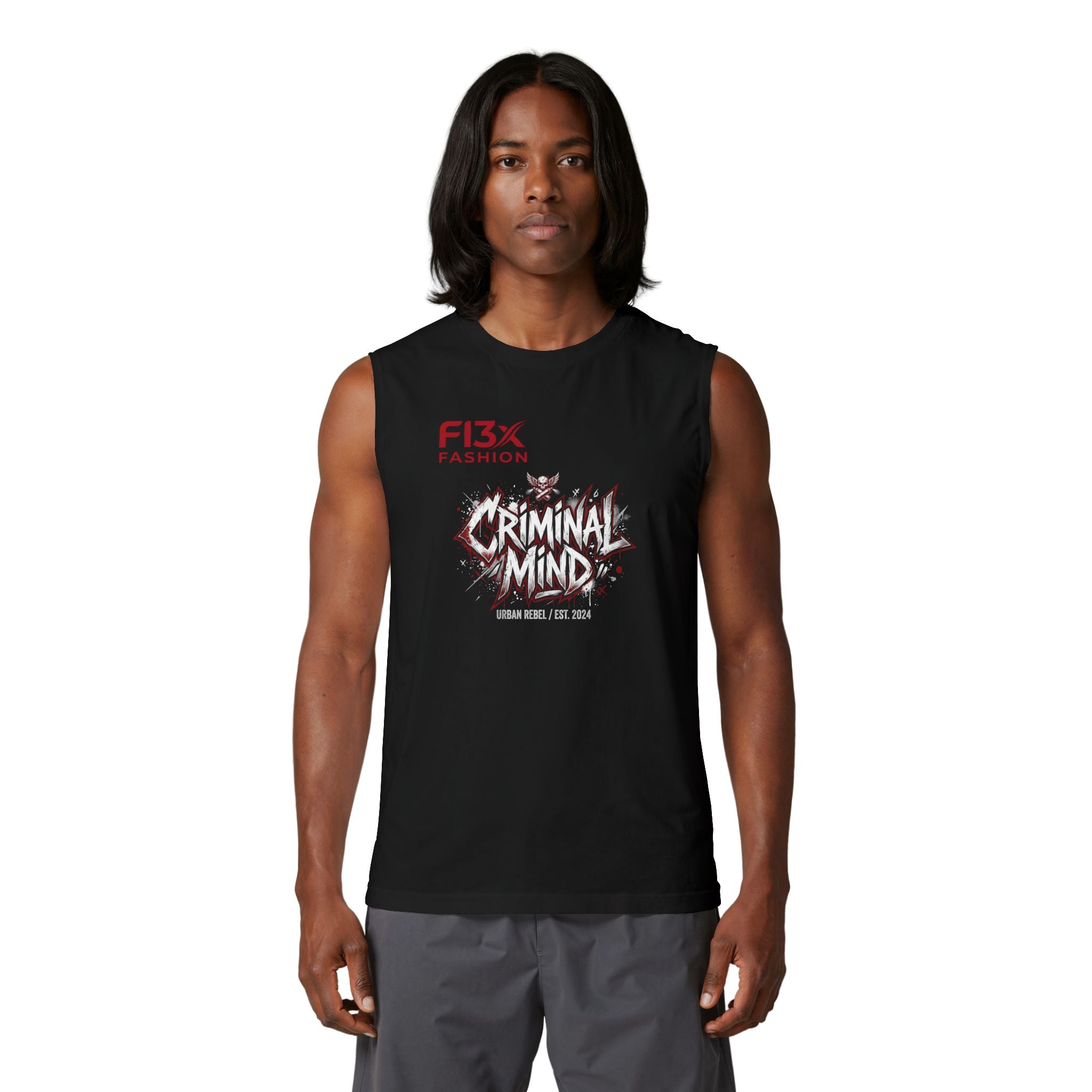 Criminal Mind Graphic Muscle Tank — Edgy Streetwear Band Tee