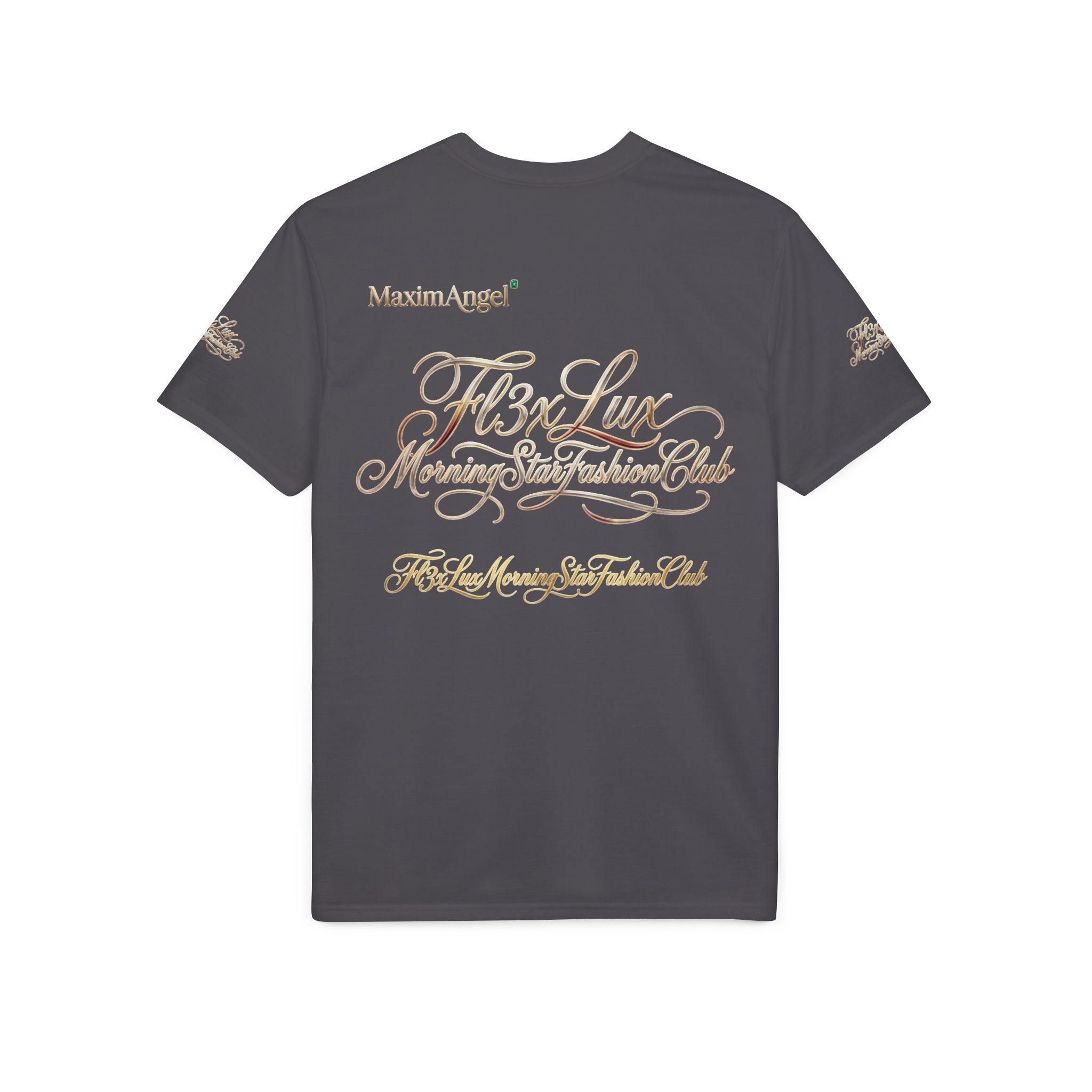 Luxury Gold Script Performance T-Shirt — F3xLux Morning Stay Fashion Club Design
