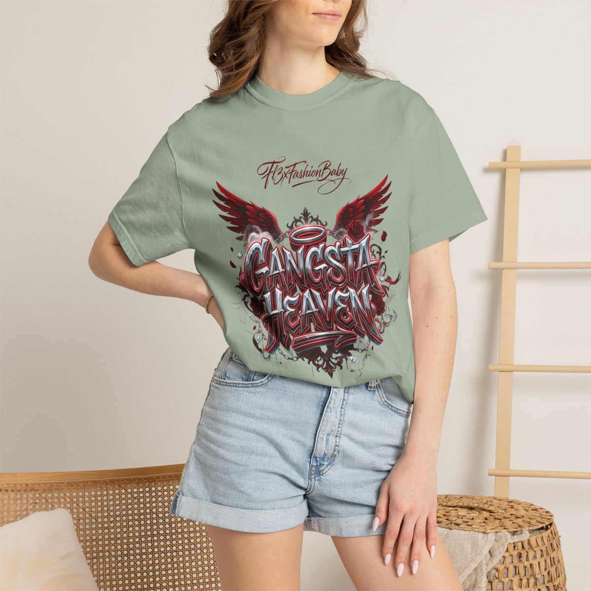 Gangsta Heaven Graphic T-Shirt — Scripted Front & Vertical Kanji Back