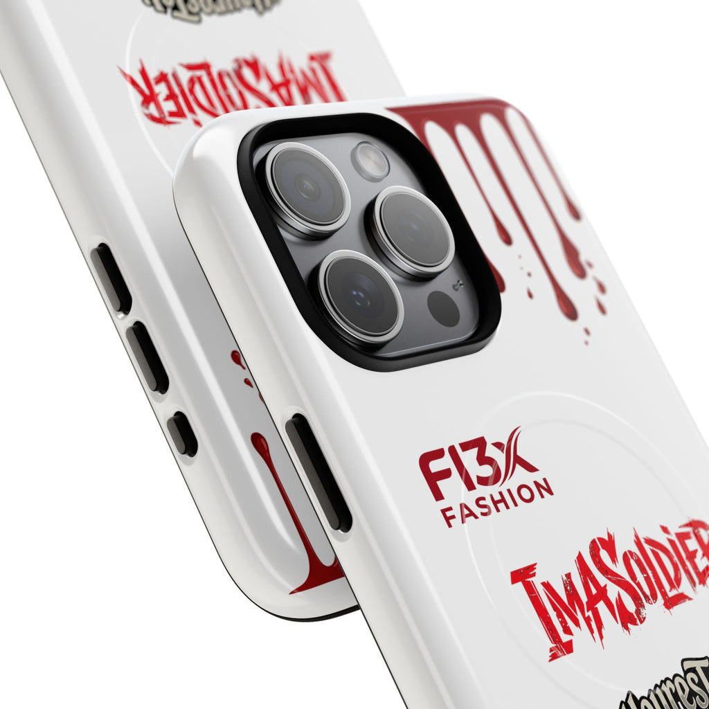 Tough Magnetic Phone Case — 'ImASoldier' Blood Drip Gaming Design