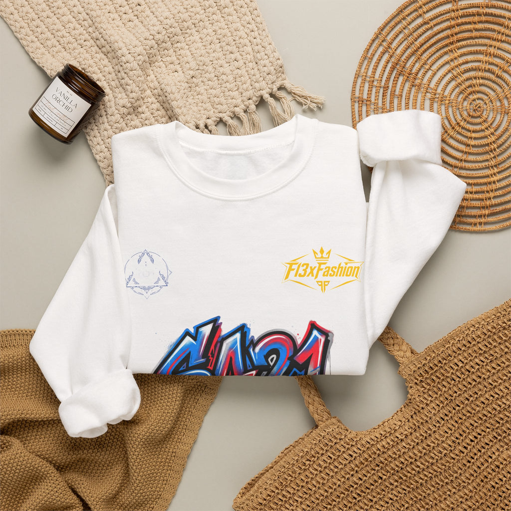 Graffiti 'SA21' Crewneck Sweatshirt – Urban Streetwear Graphic Pullover