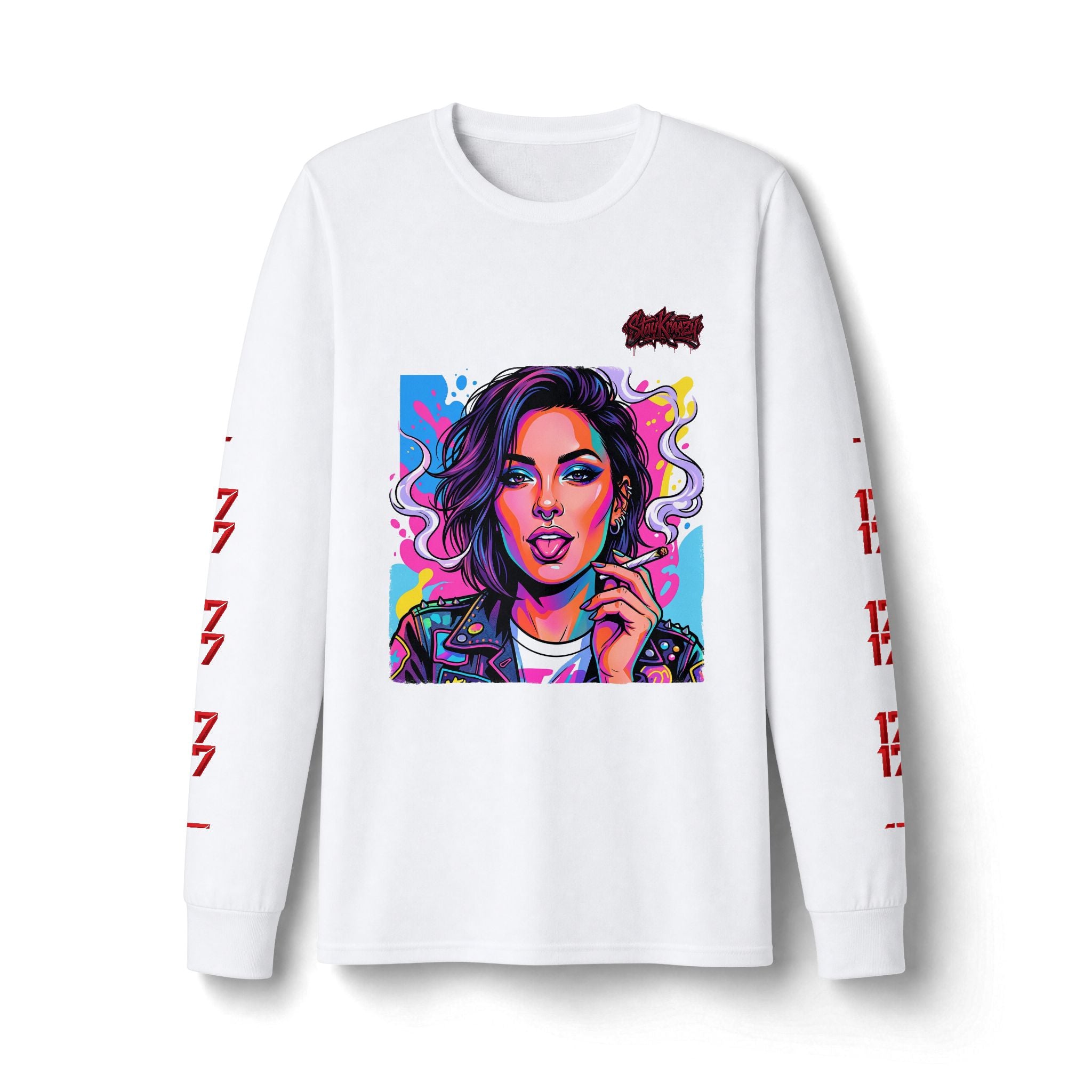 Long Sleeve Tee — Neon Pop Portrait Graphic