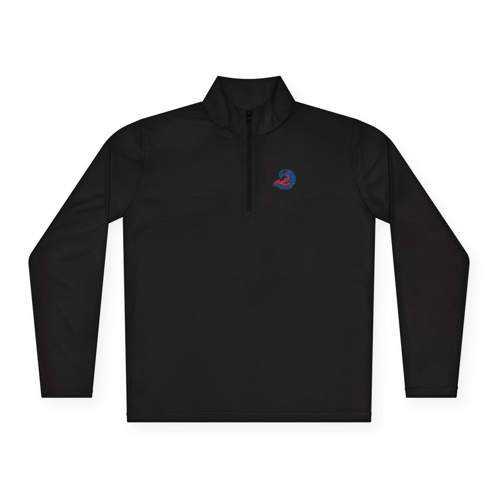 Quarter-Zip Pullover — Coastal Wave Logo Pullover with Back Graphic