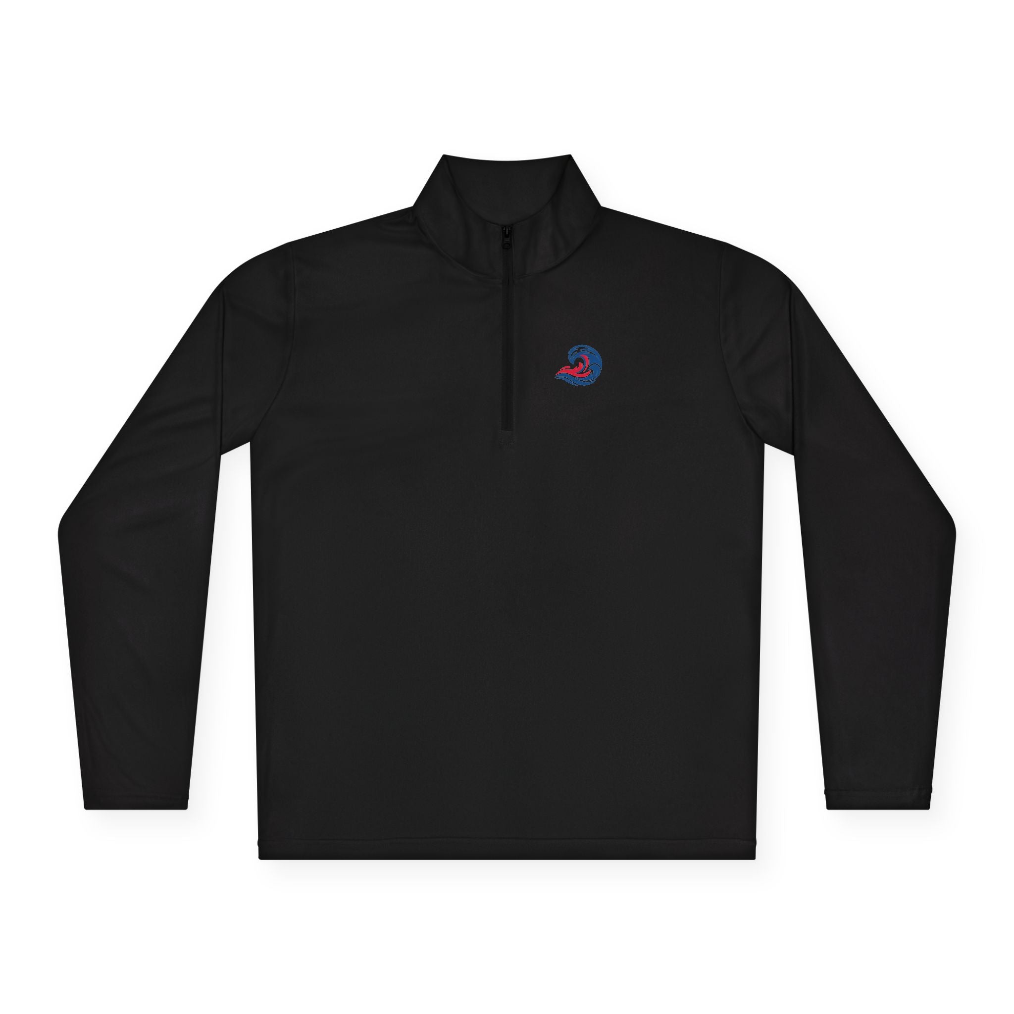 Quarter-Zip Pullover — Coastal Wave Logo Pullover with Back Graphic