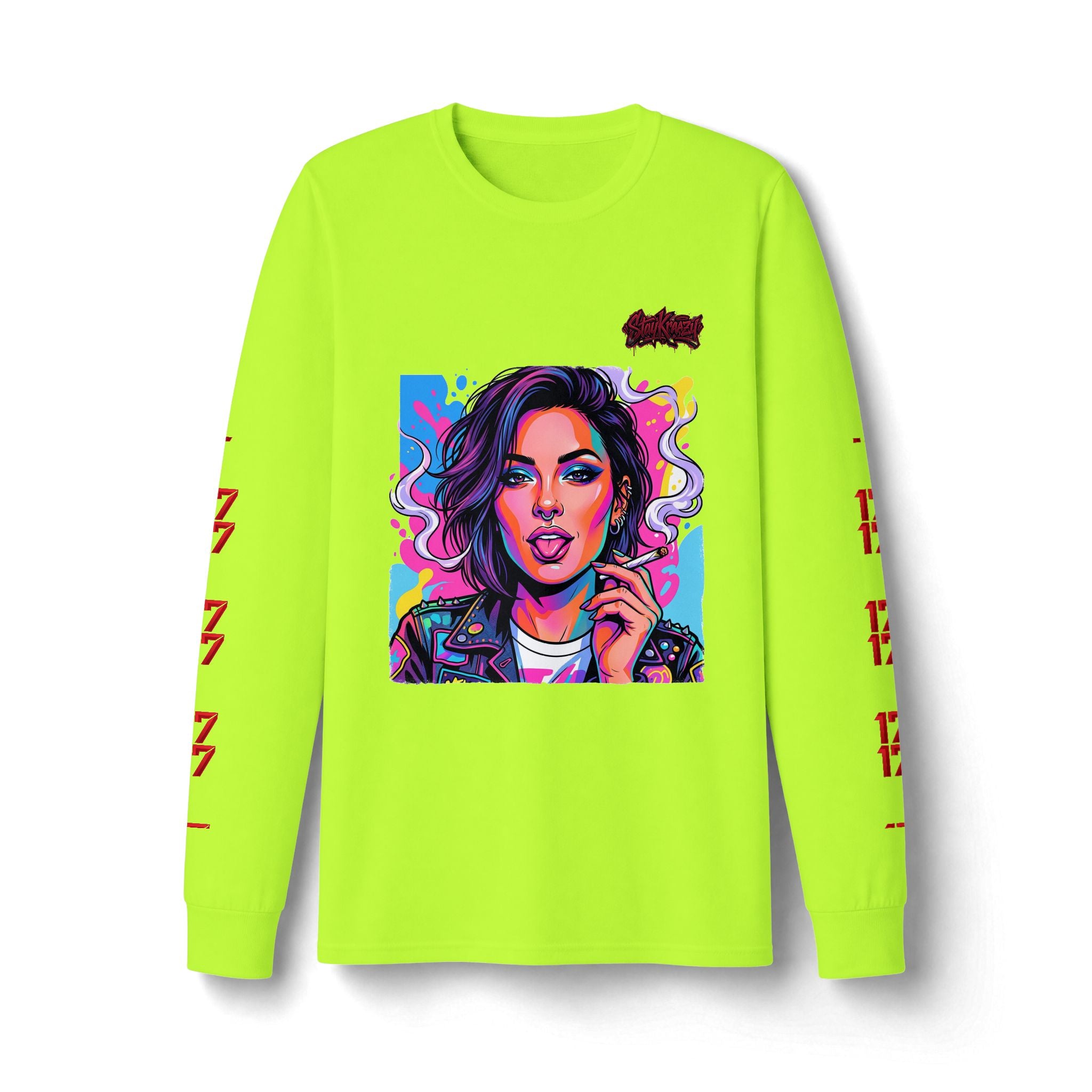 Long Sleeve Tee — Neon Pop Portrait Graphic