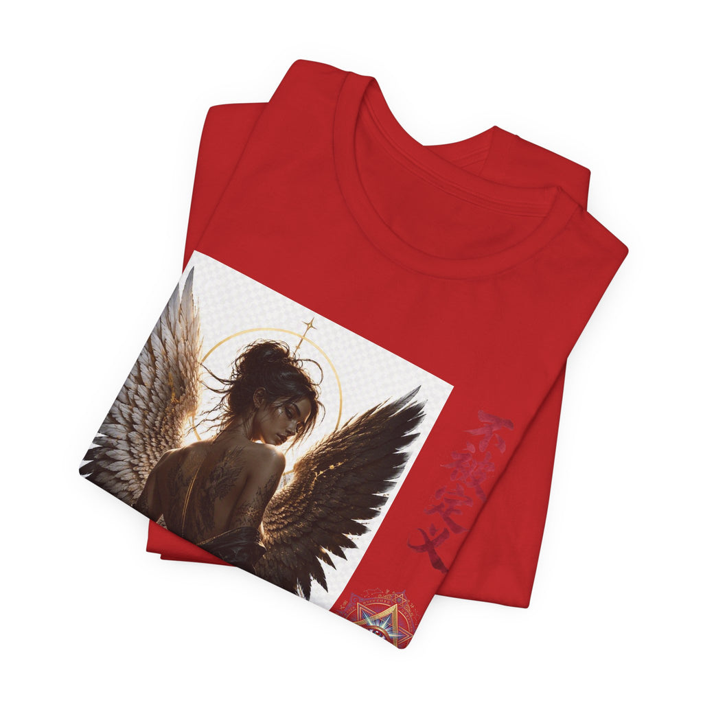 Angel Wings Graphic Tee — '不被定义' Asian-Inspired Dark Angel T-Shirt