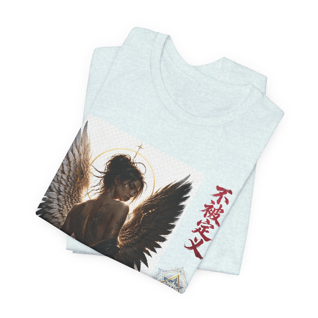 Angel Wings Graphic Tee — '不被定义' Asian-Inspired Dark Angel T-Shirt