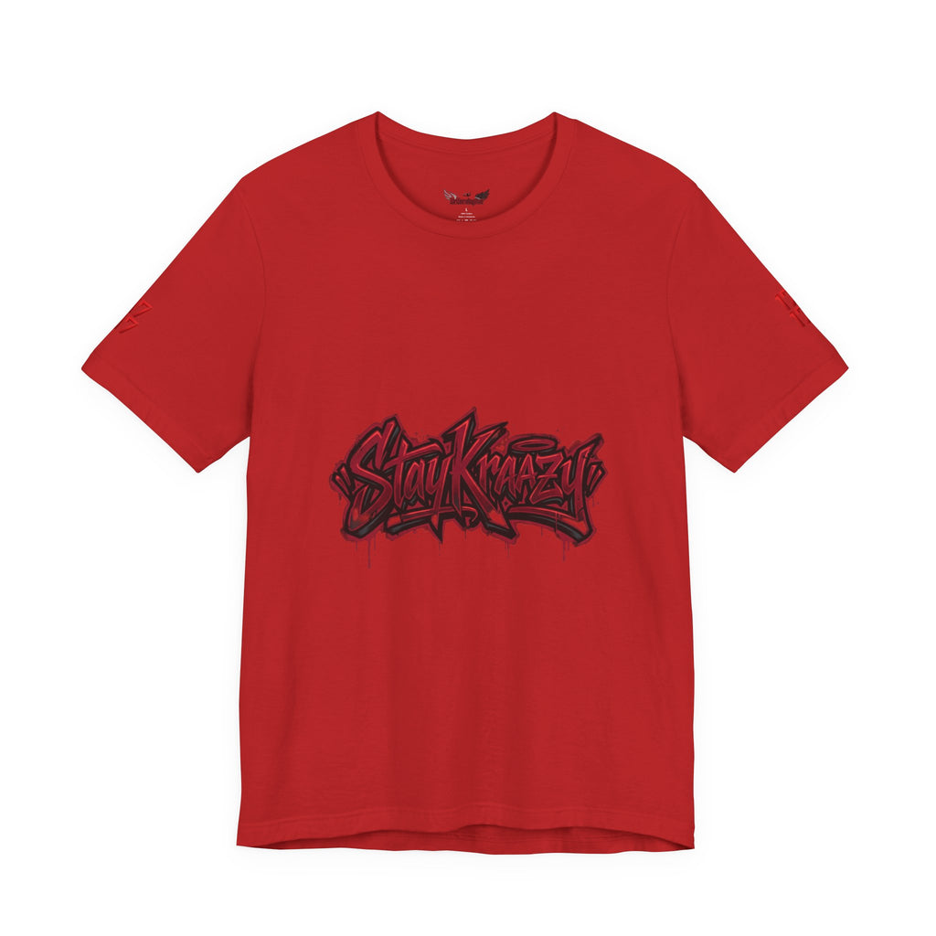 Stay Krazi Graffiti Tee — Red 17 Streetwear T‑Shirt