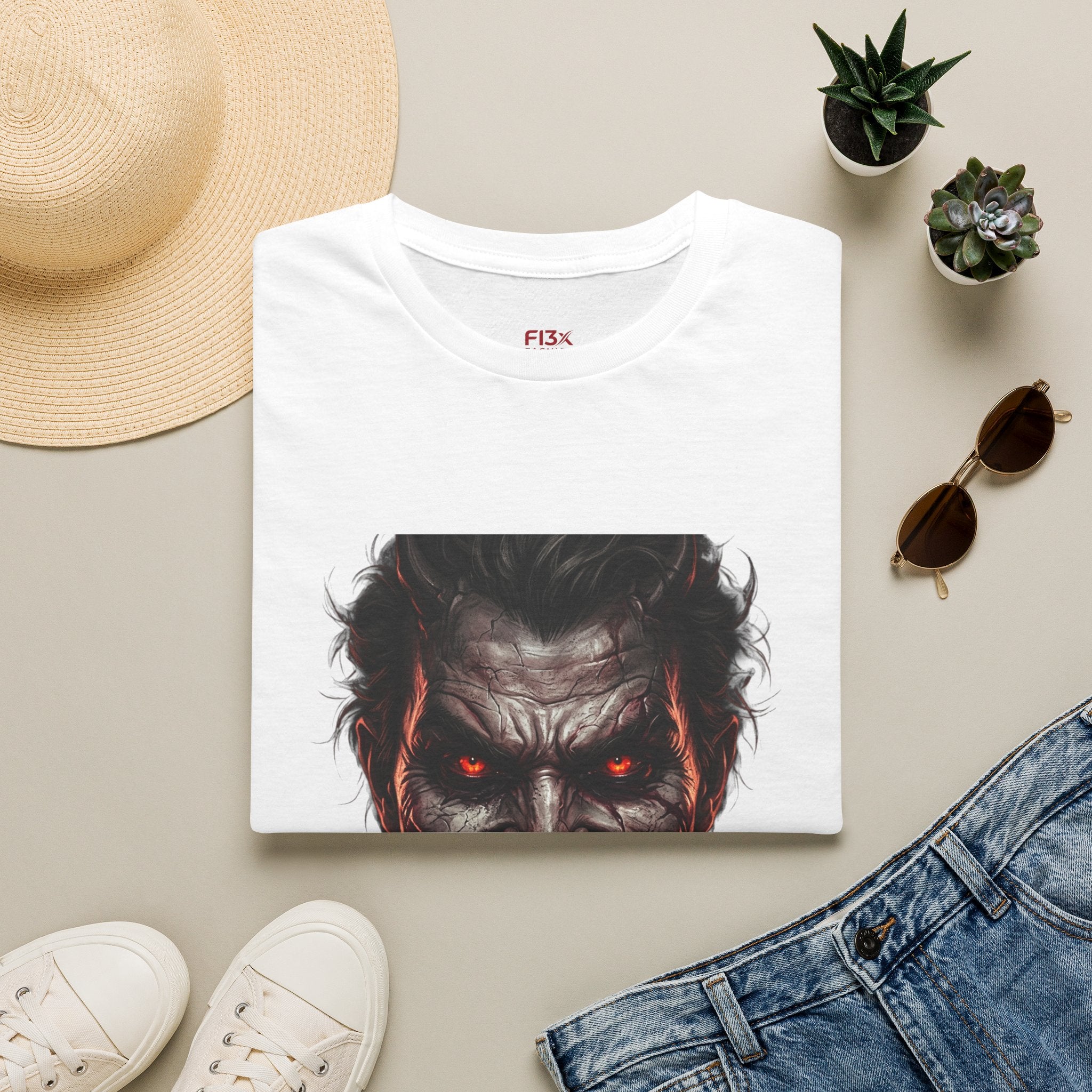 Horror Joker Face T-Shirt — Red-Eyed Villain Graphic Tee