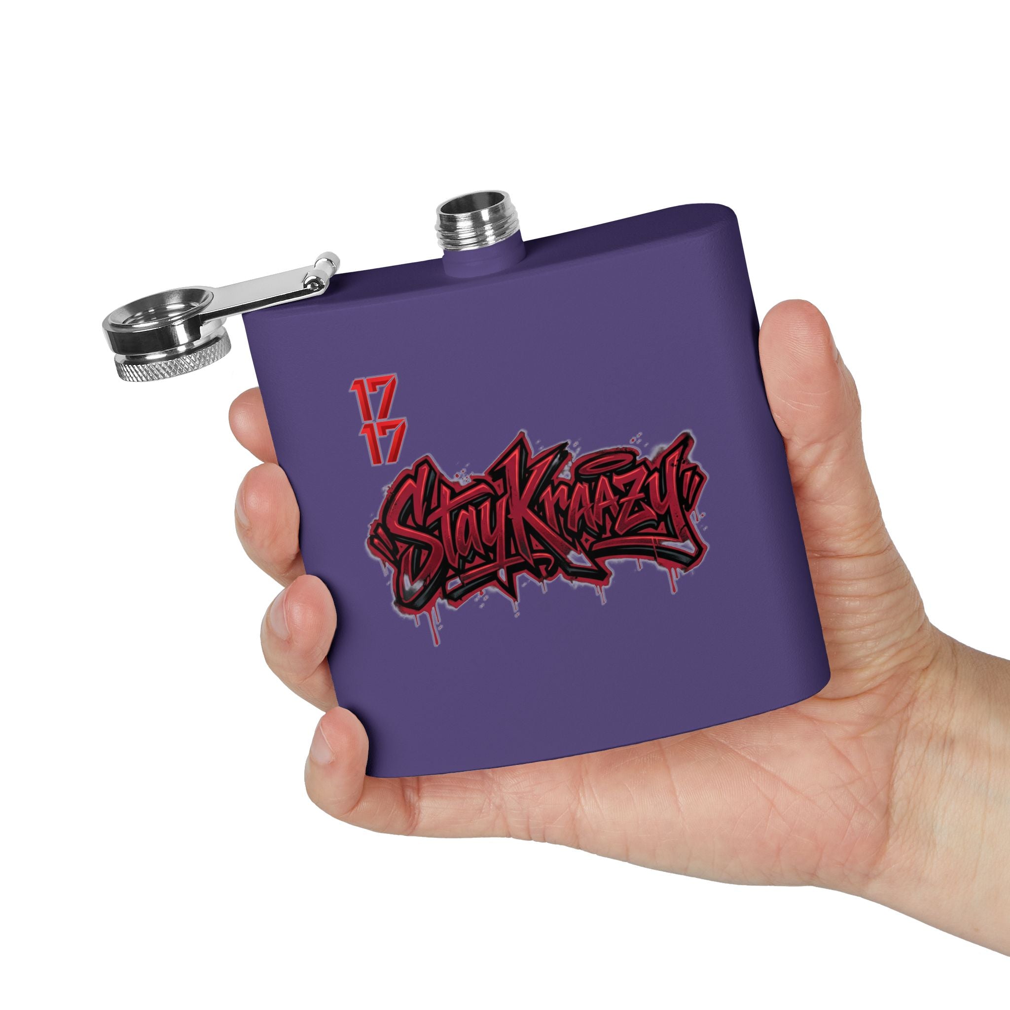 Flask — 'Stay Krazy' Graffiti Stainless Steel 6oz Hip-Hop Flask