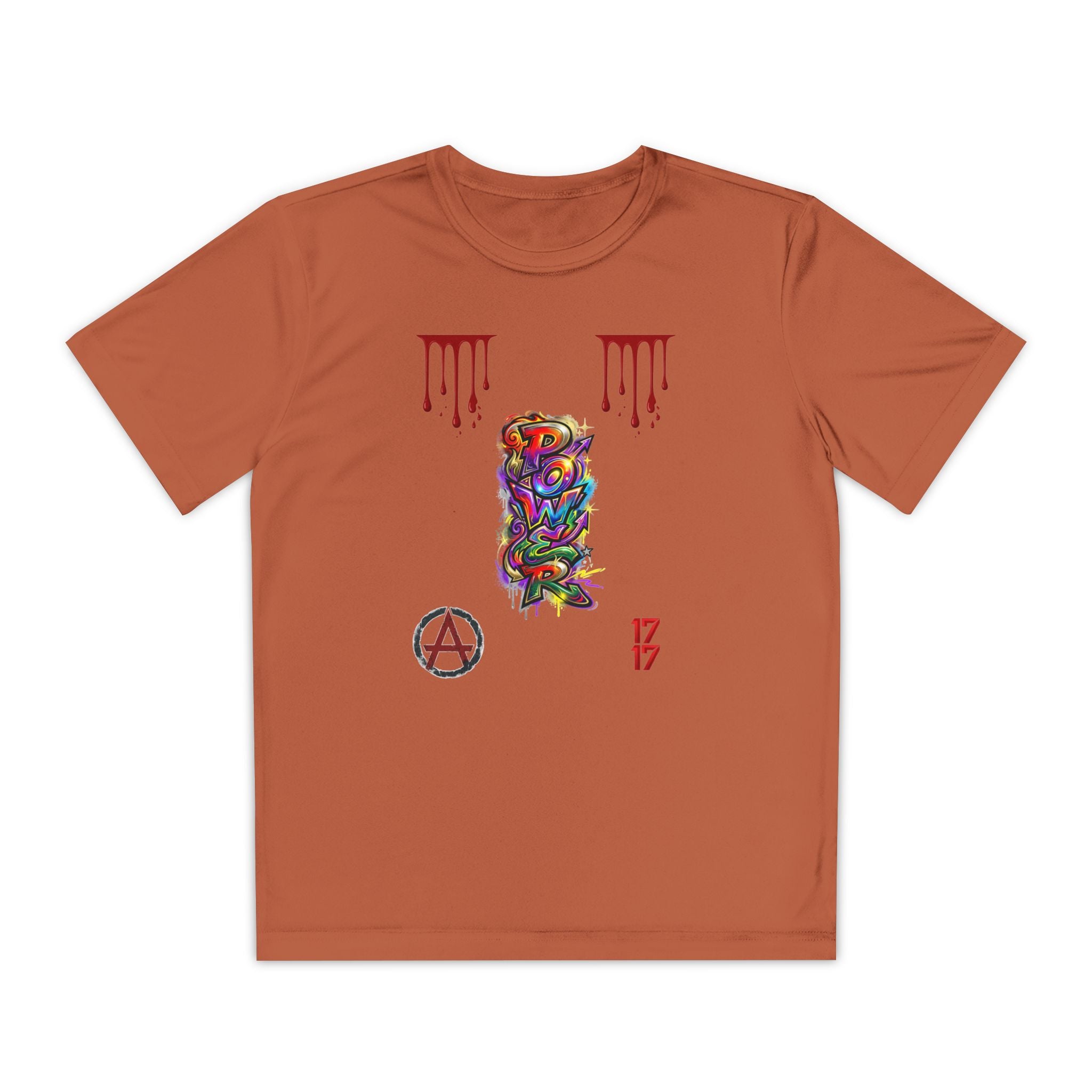 Youth Competitor Tee — Colorful Graffiti Anarchy Graphic T-Shirt