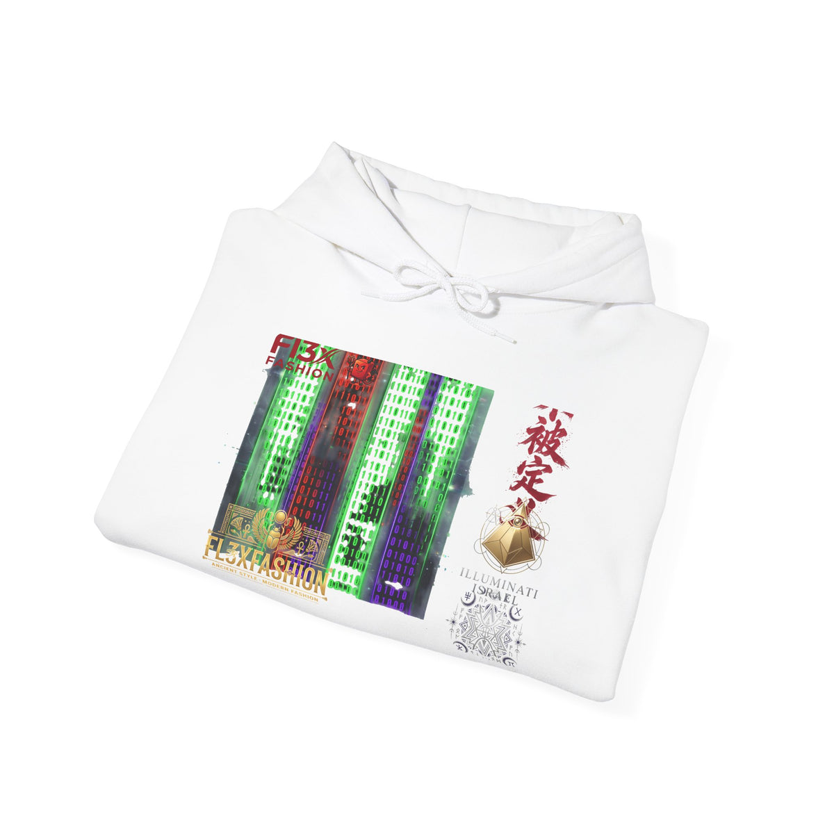 Matrix-Inspired Cyberpunk Hoodie with Kanji & Vaporwave Collage