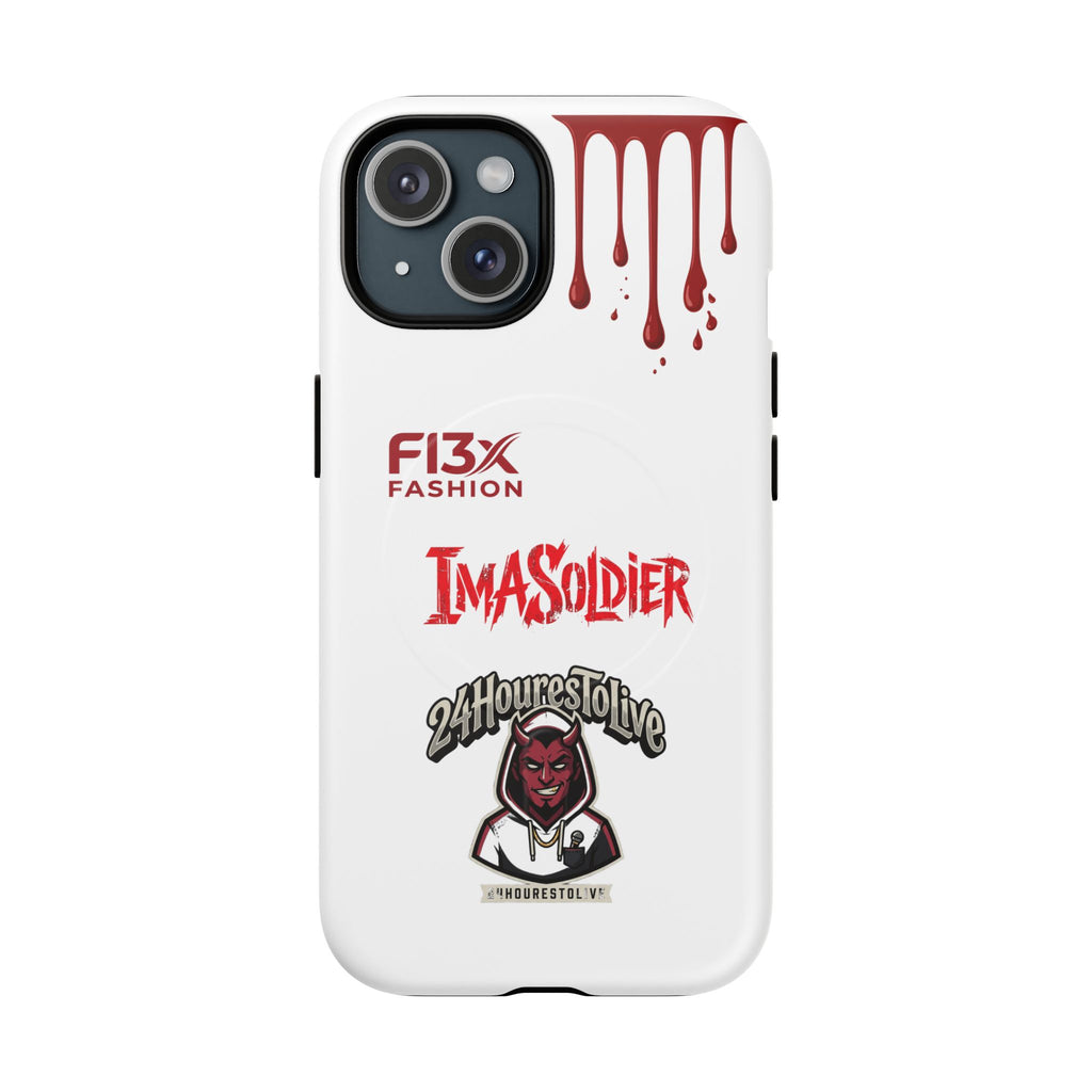 Tough Magnetic Phone Case — 'ImASoldier' Blood Drip Gaming Design