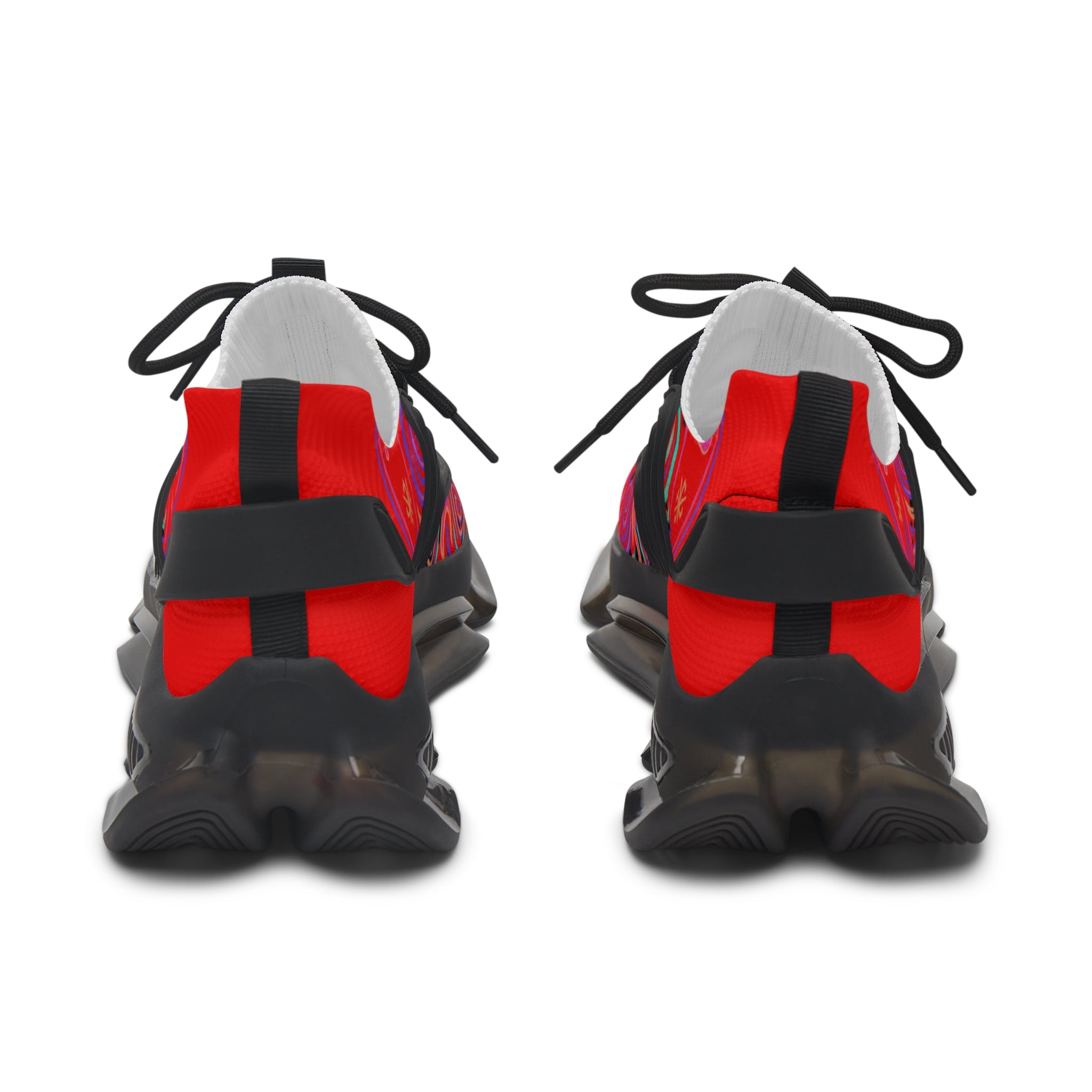 Women’s Mesh Sneakers — Retro Psychedelic Red ‘Psychedelic’ Athletic Shoes
