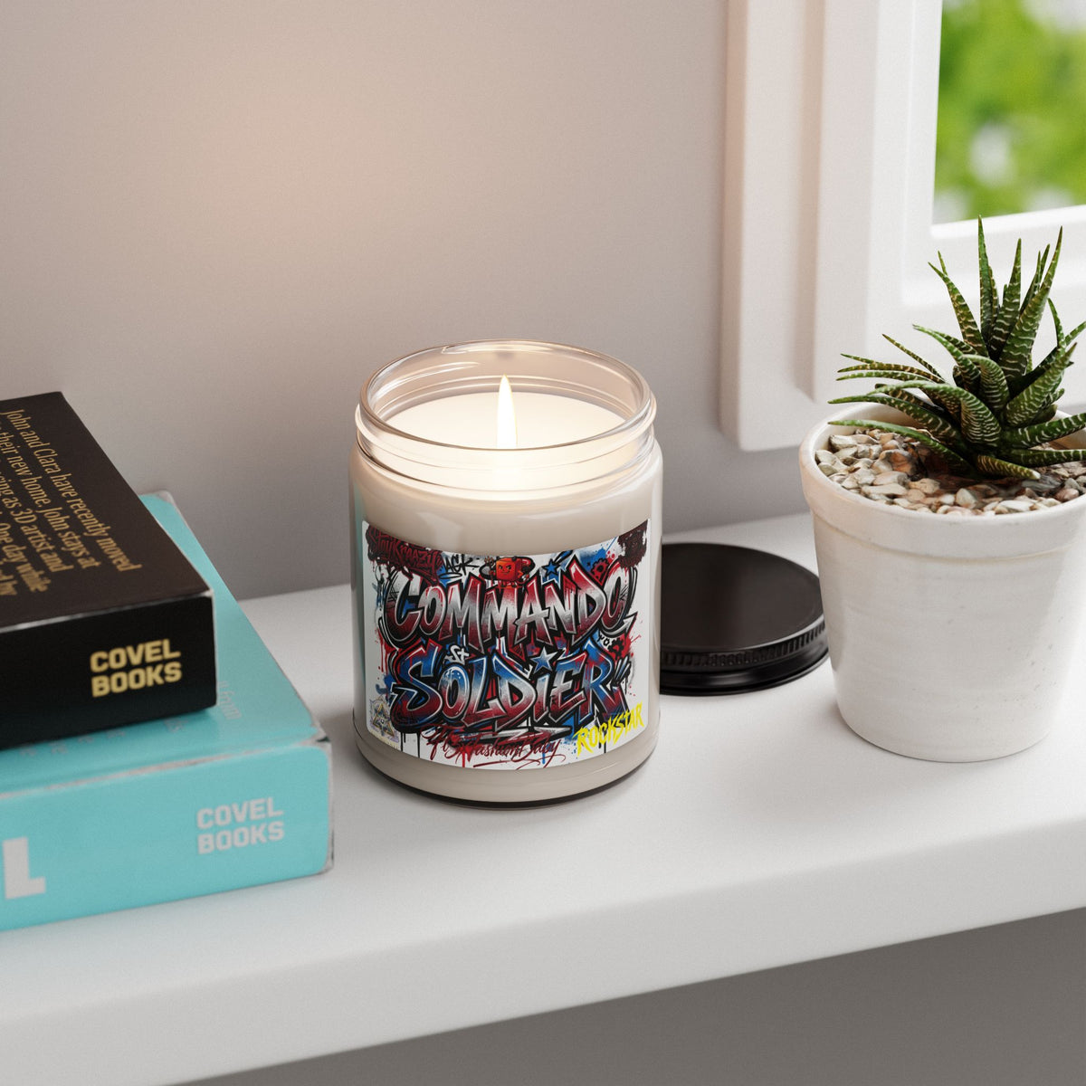 Commando Soldier Graffiti Scented Soy Candle — 9oz Jar